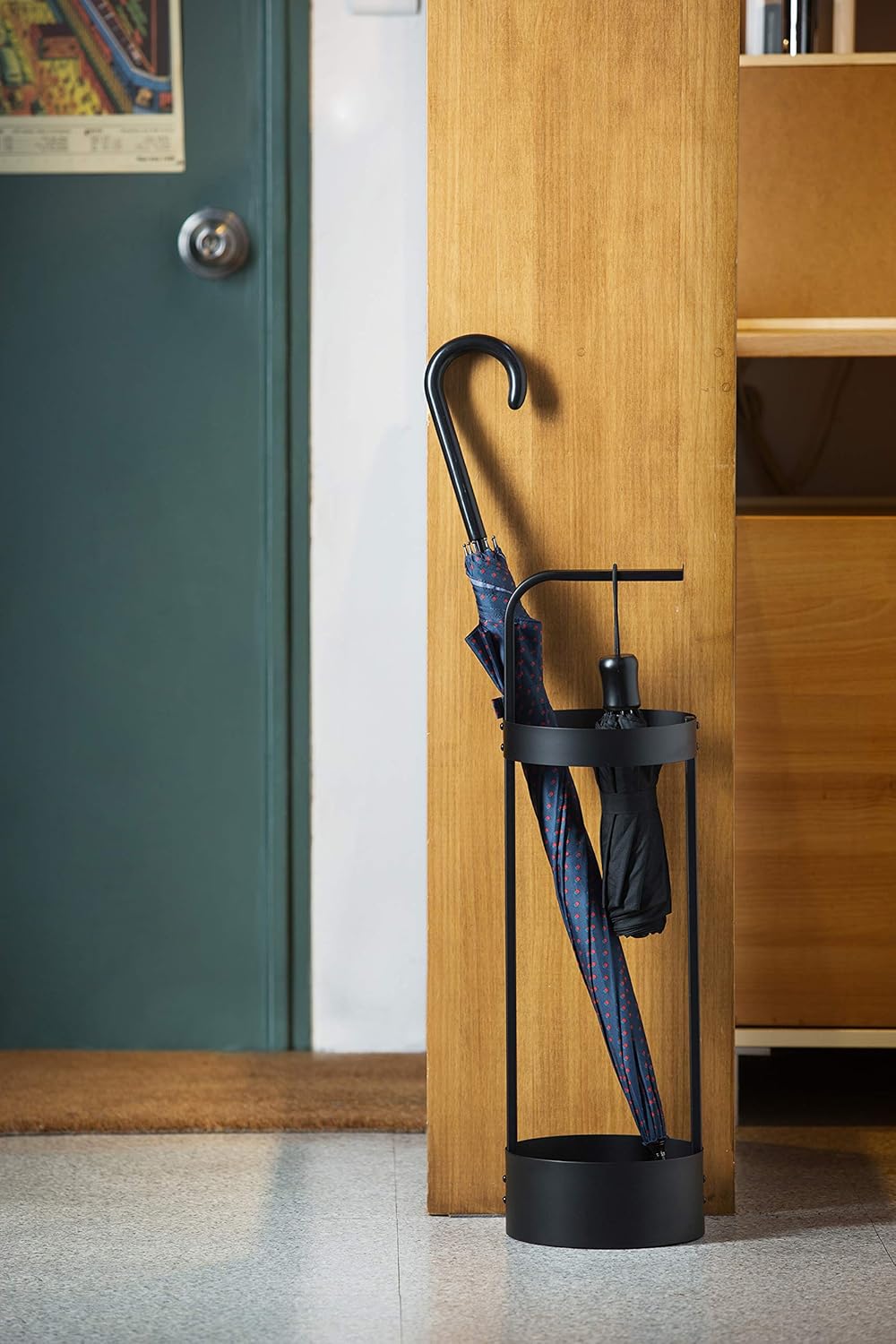 JackCubeDesign Black Steel Umbrella Stand Entryway Organizer