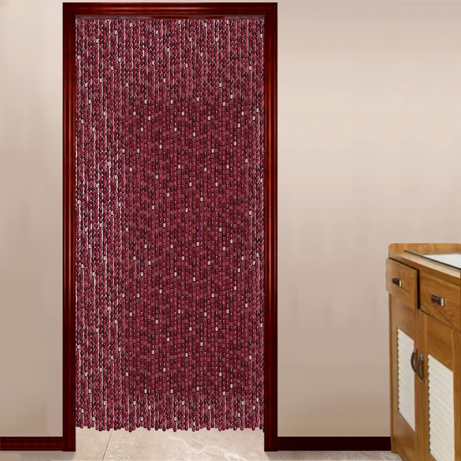 LEOSXA Bamboo Bead Curtain with Fittings 120 Strands