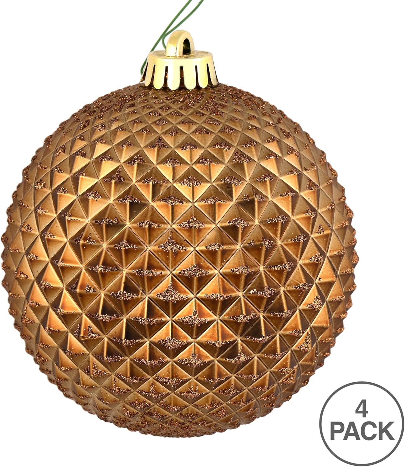 Vickerman 6 Inch Mocha Durian Glitter Ball Ornament