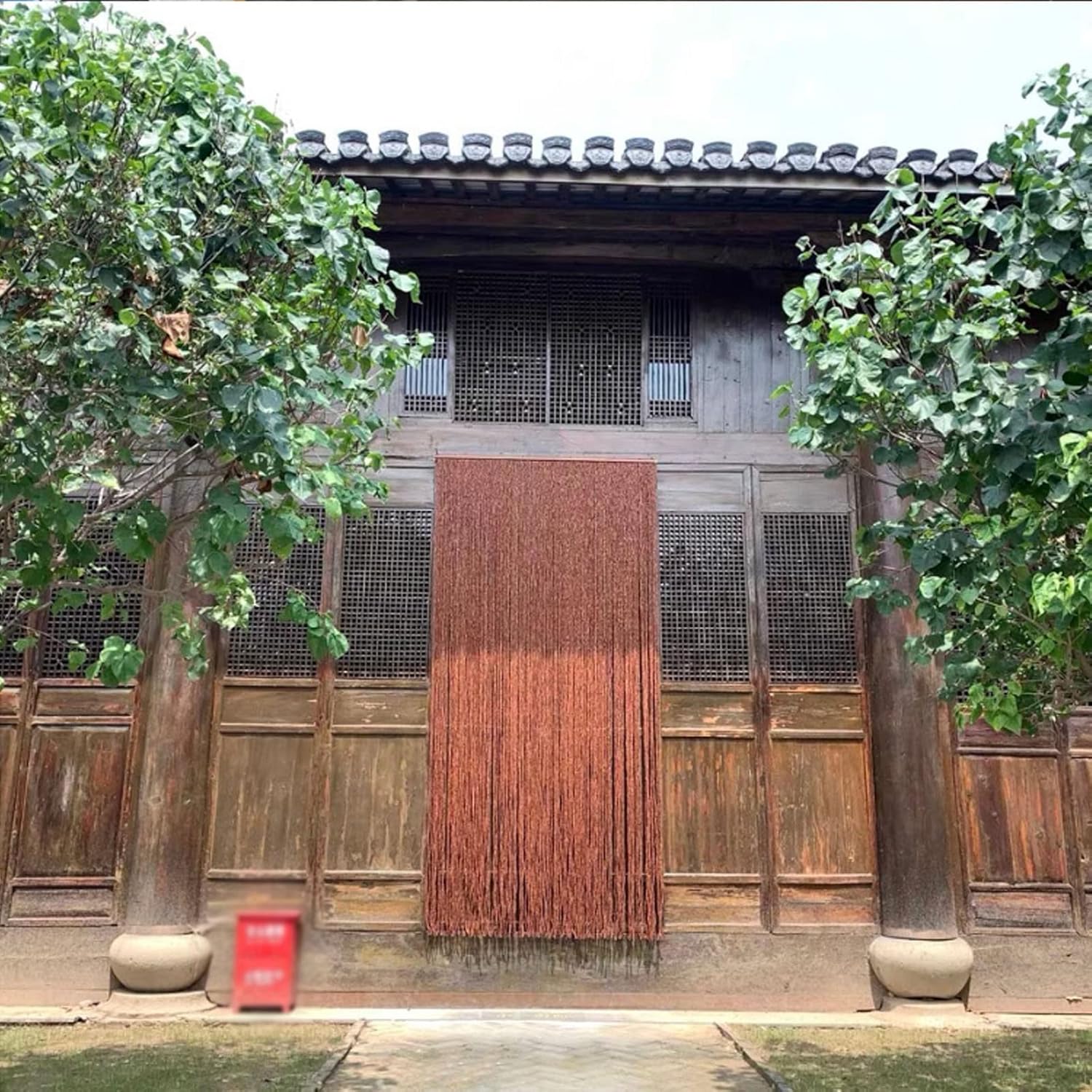 Natural Bamboo Beaded Curtain Panel for Doorway Decor