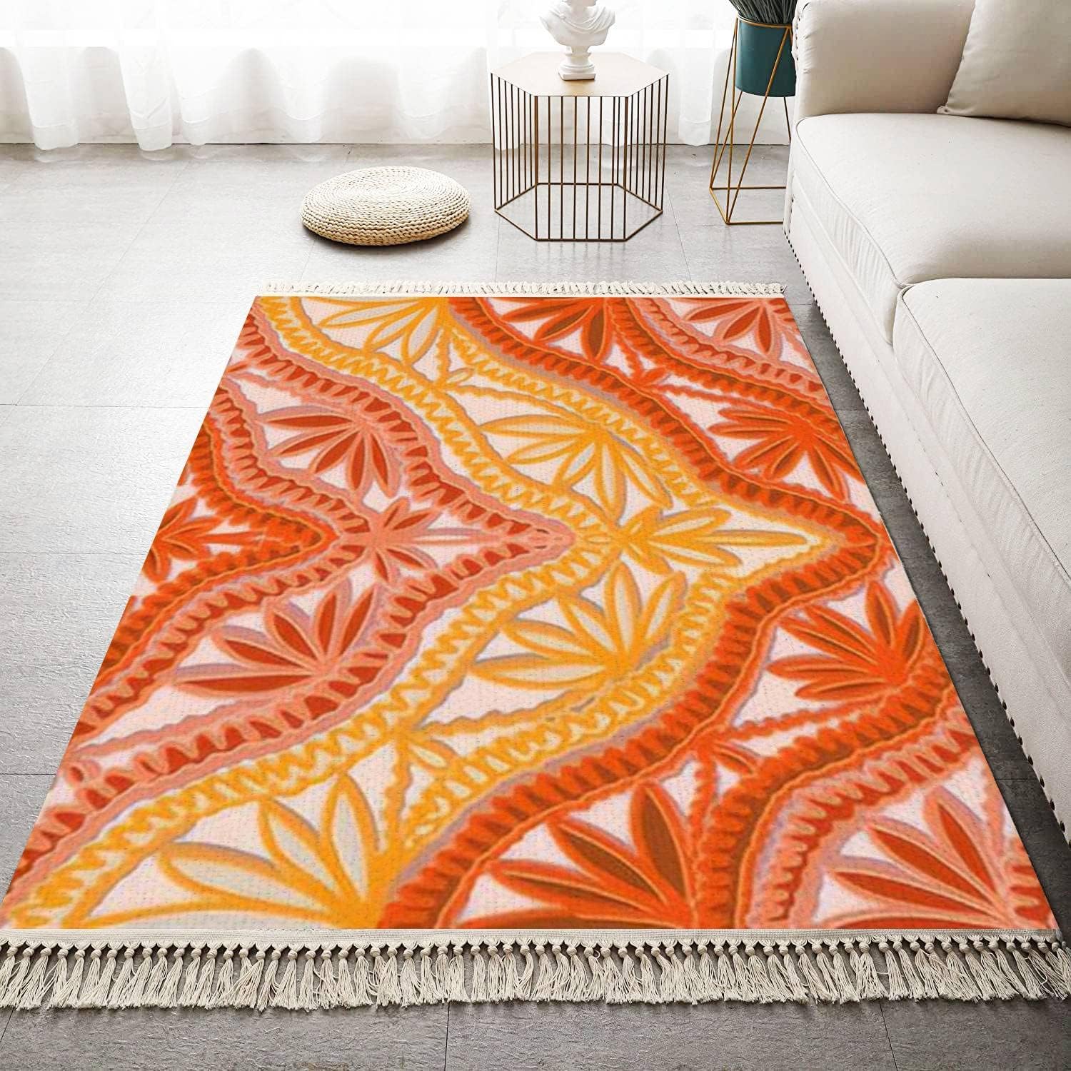 Boho Kid Bedroom Playroom Area Rug with Tassels