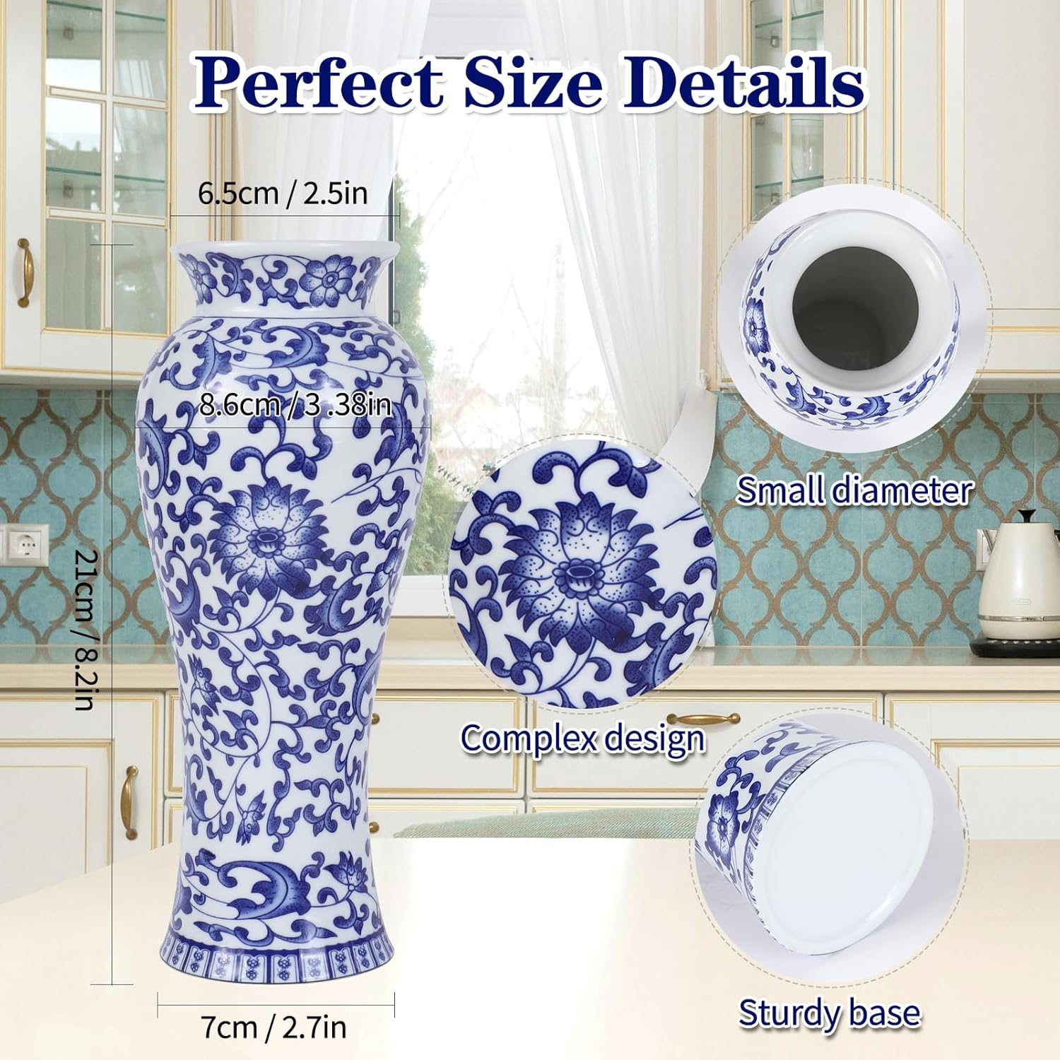 Yunjuhop Chinoiserie Blue and White Vase Decor