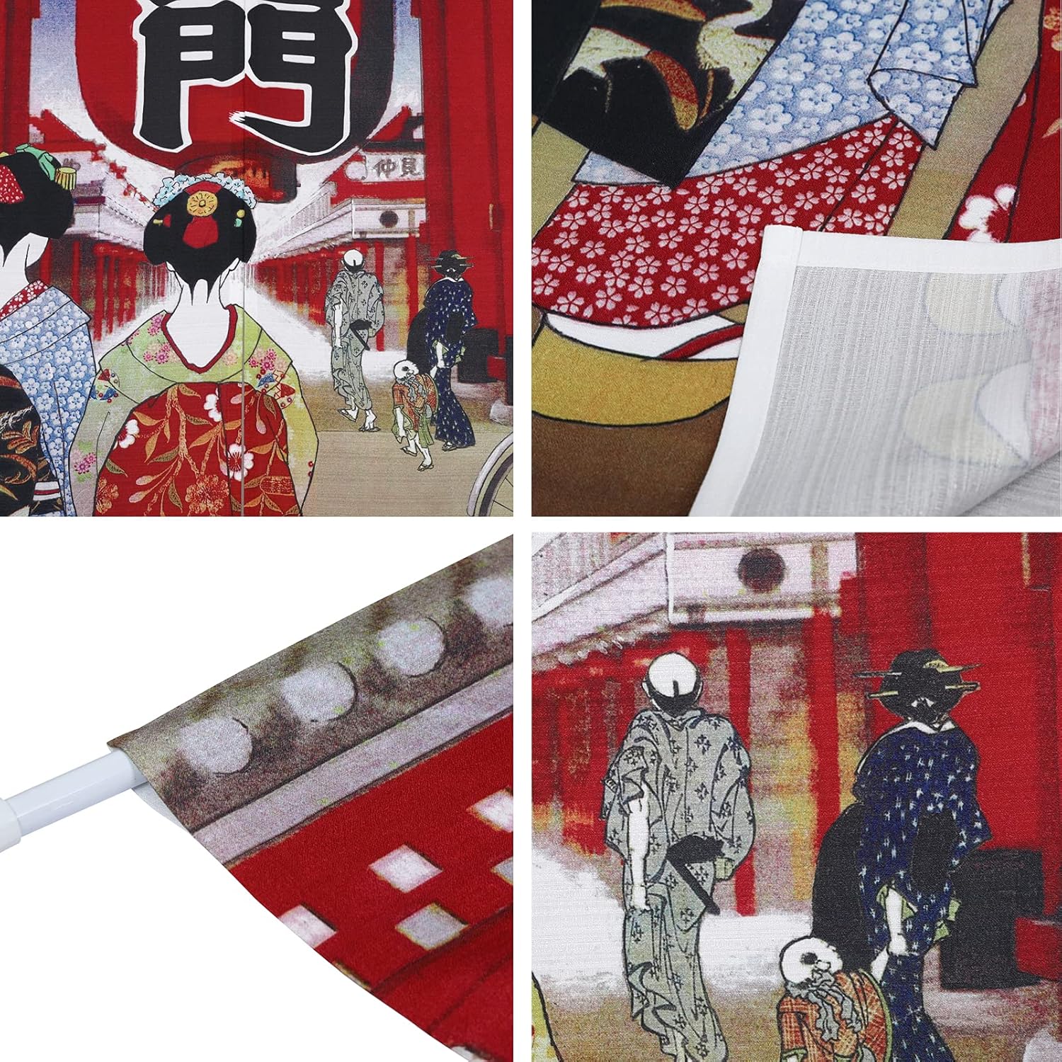 Japanese Noren Curtain Kyoto Geisha Girl Door Divider Tapestry 33x59 Inch