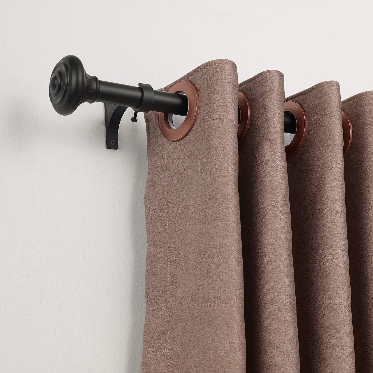 Kemmie 1 Inch Curtain Rod with Urn Finials Black