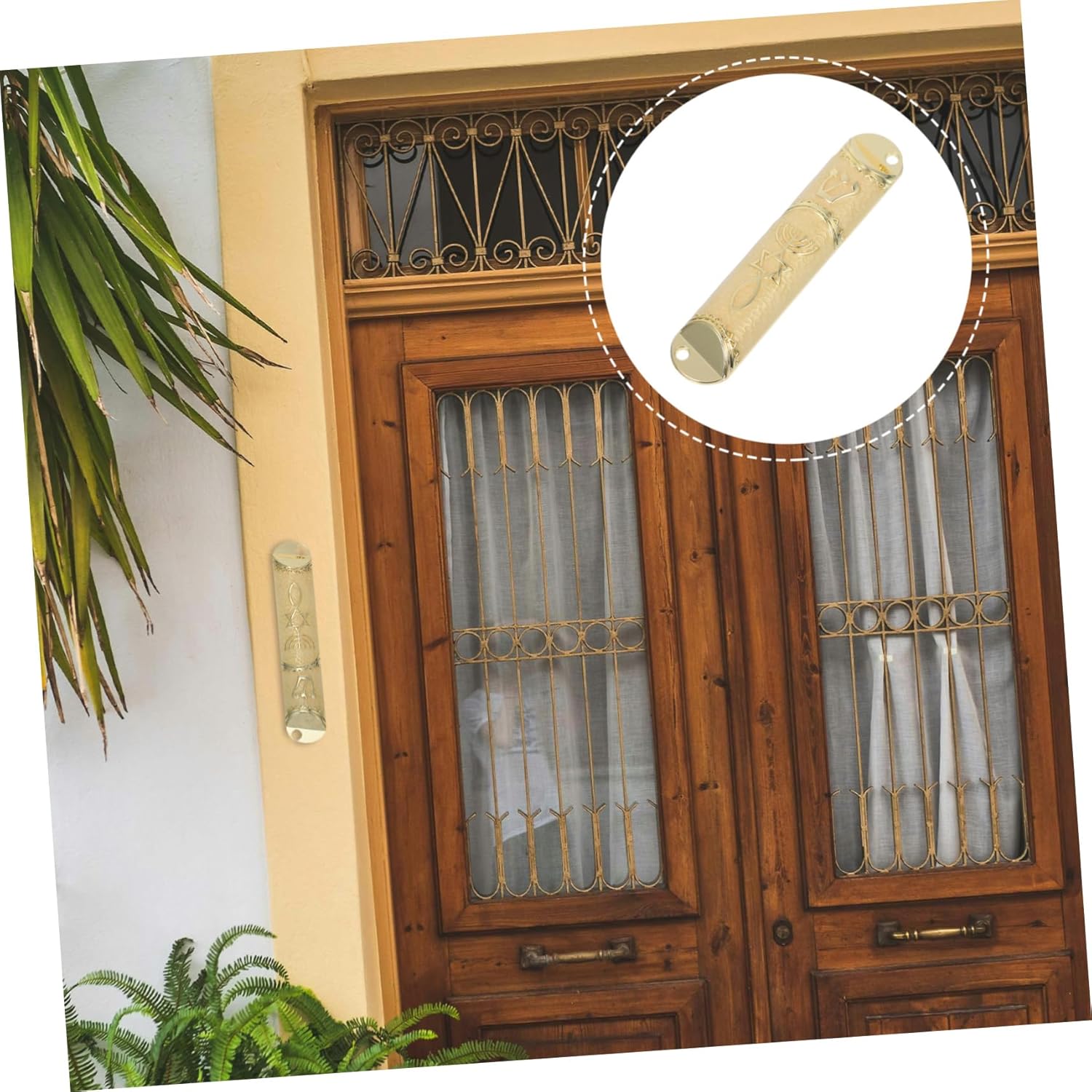 Wakauto Metal Mezuzah Scroll with Antique Design