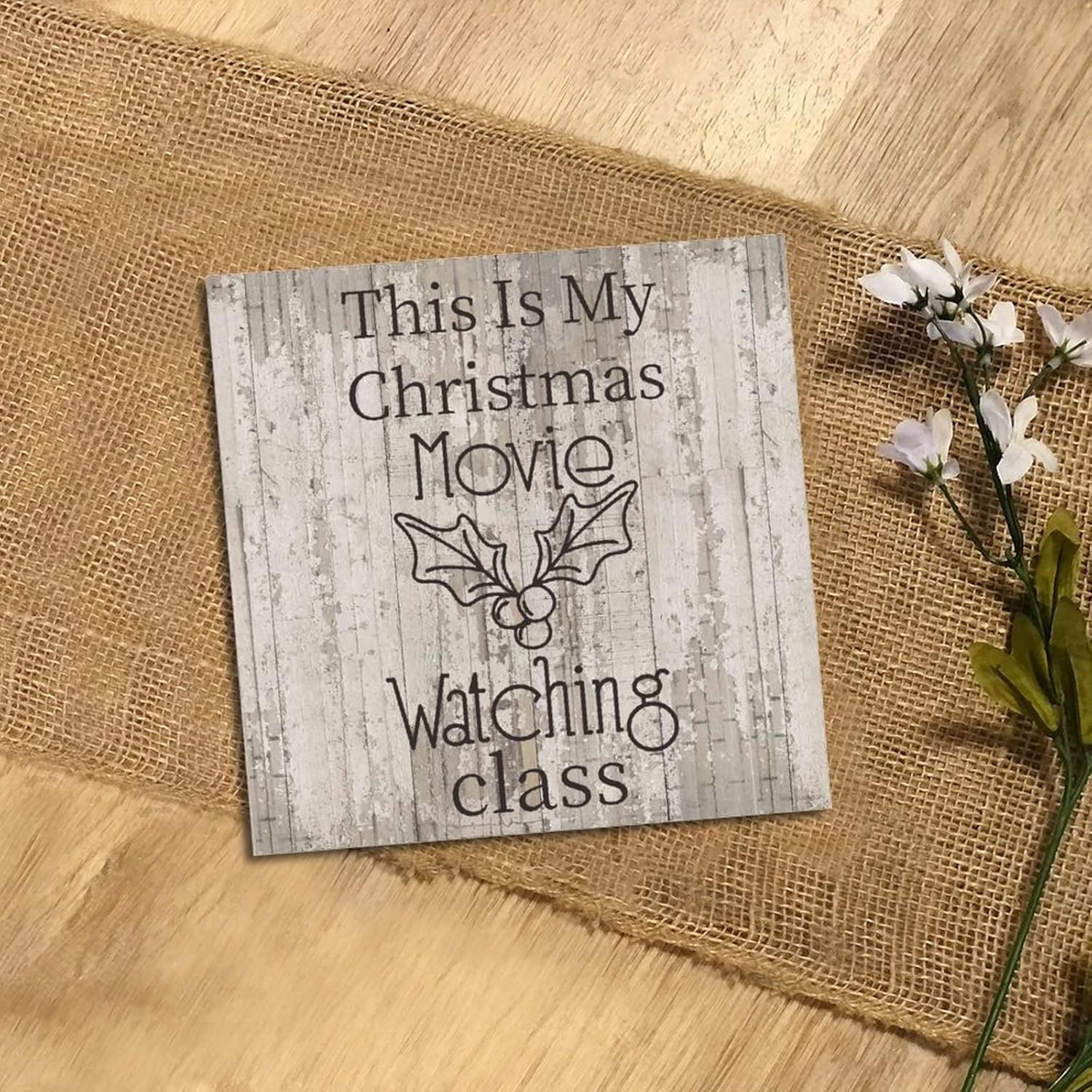 Christmas Movie Watching Wood Plaque Wall Decor