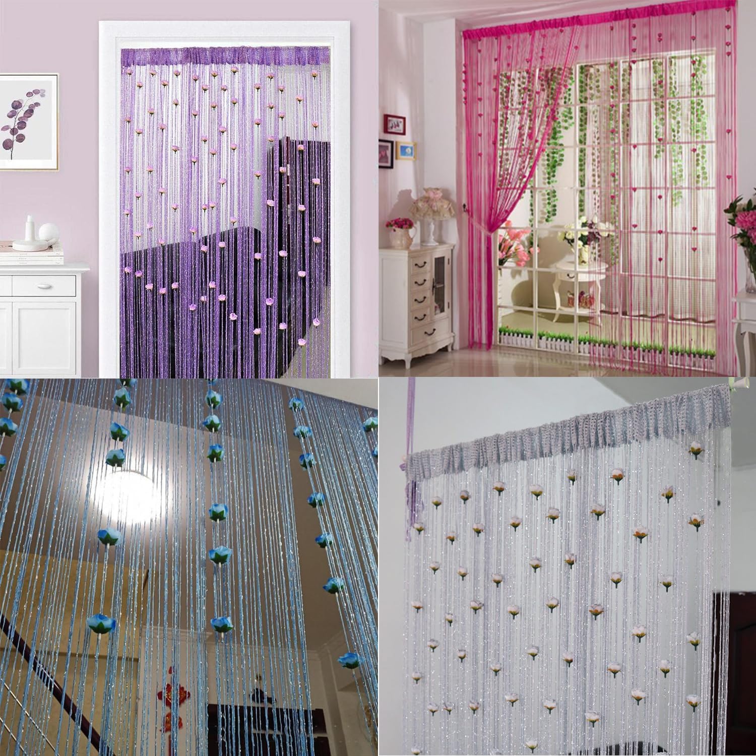 RJDJ Rose Thread Door Curtain for Home Decor