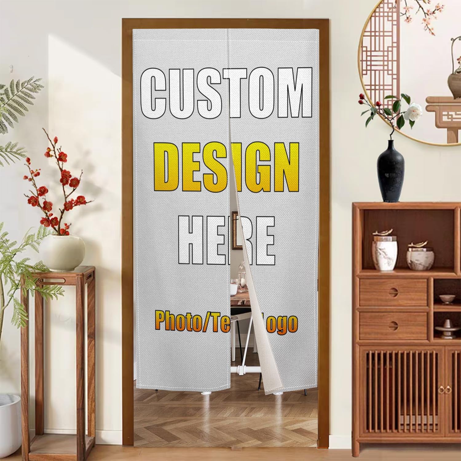 Customize Doorway Curtain with Photo Text Logo Noren