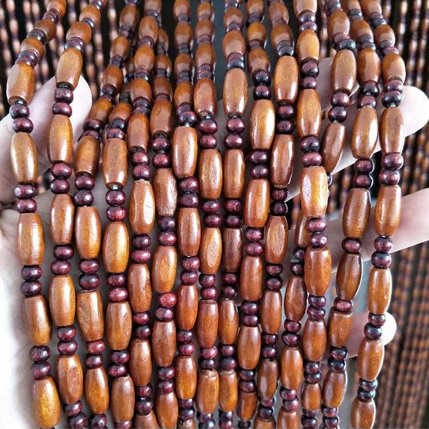 Retro Style Wooden Beaded Curtain for Doorways