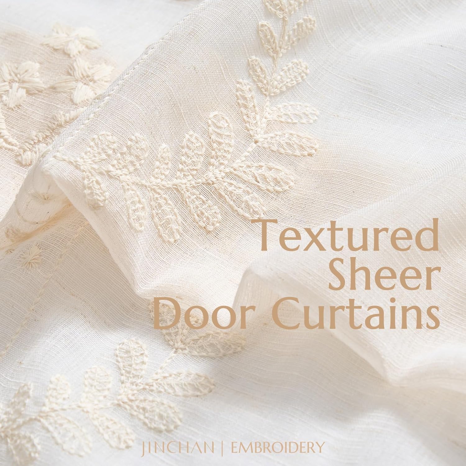 Jinchan French Sheer Door Curtain with Tie Up Bows