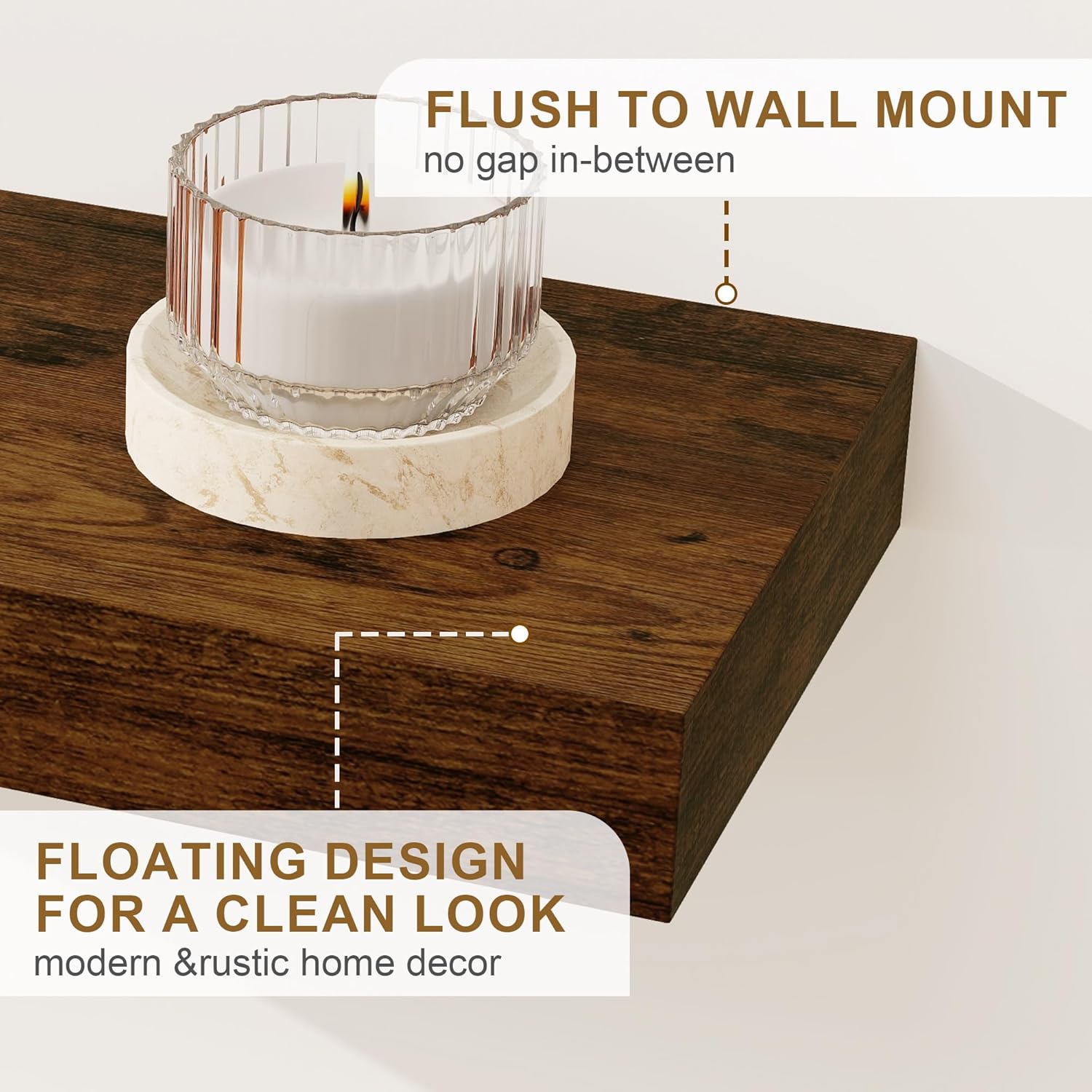 Fun Memories 36 Inch Floating Shelves Set of 2 Brown