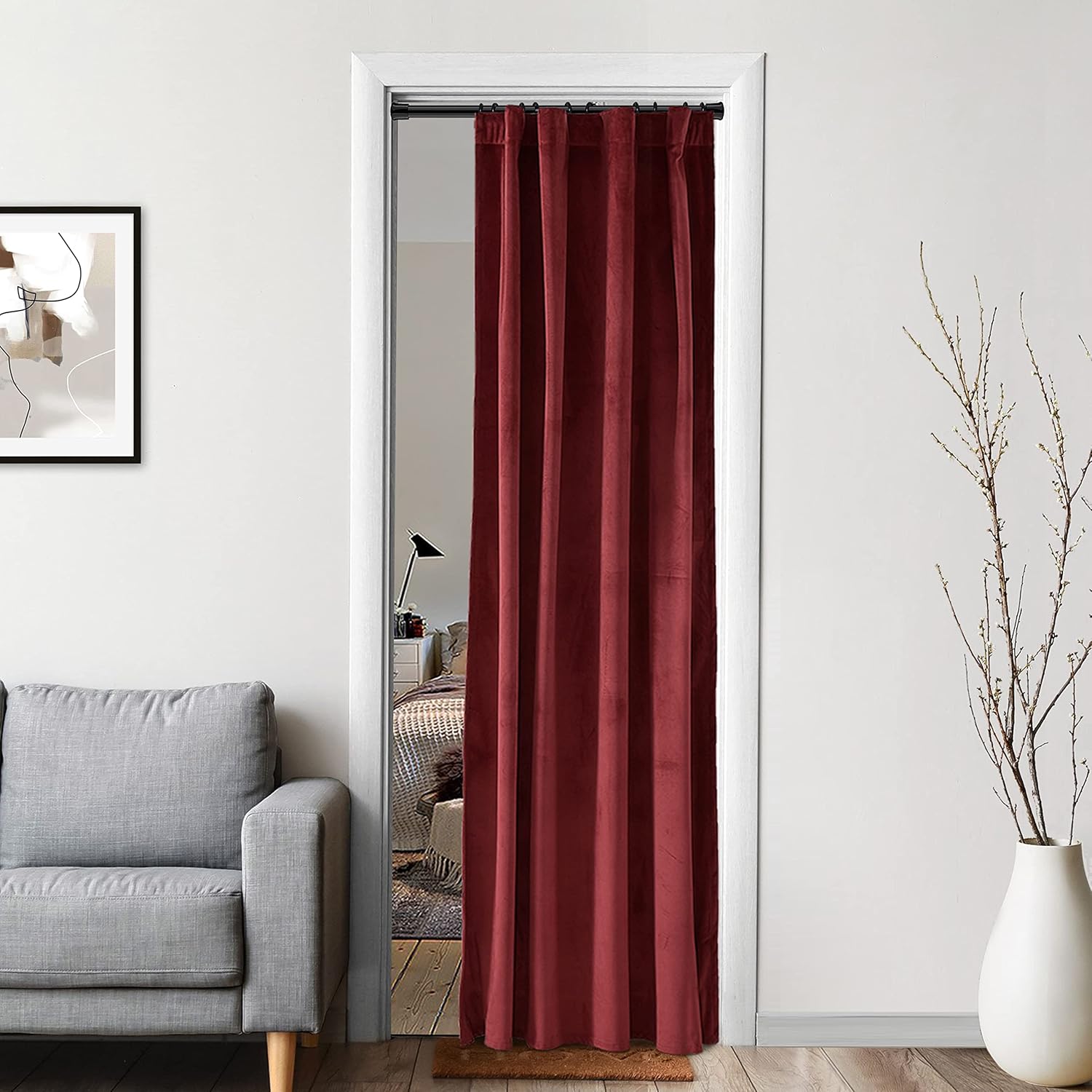 Burgundy Red Velvet Luxury Curtain Panel 80 Inches