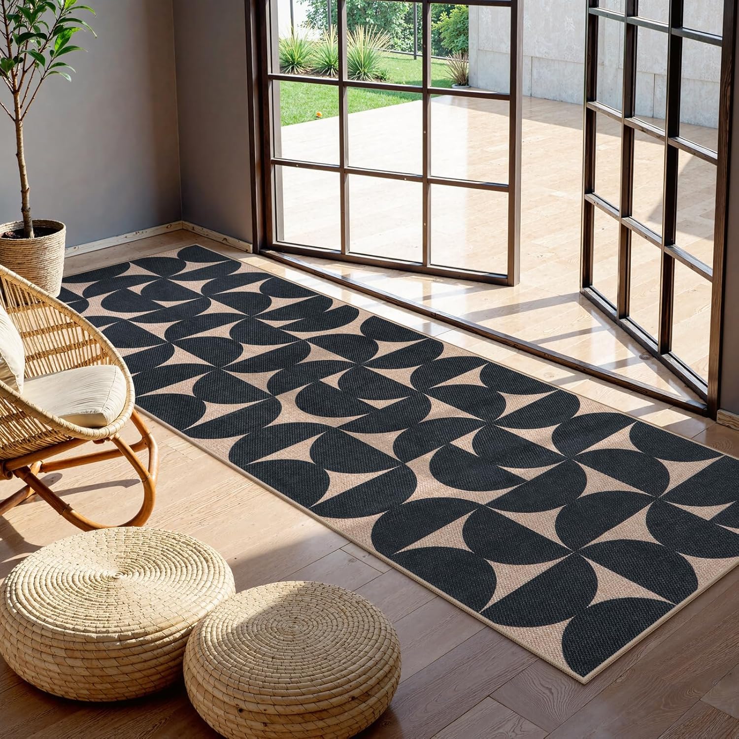 Lahome Modern Geometric Jute Runner Rug 25x8