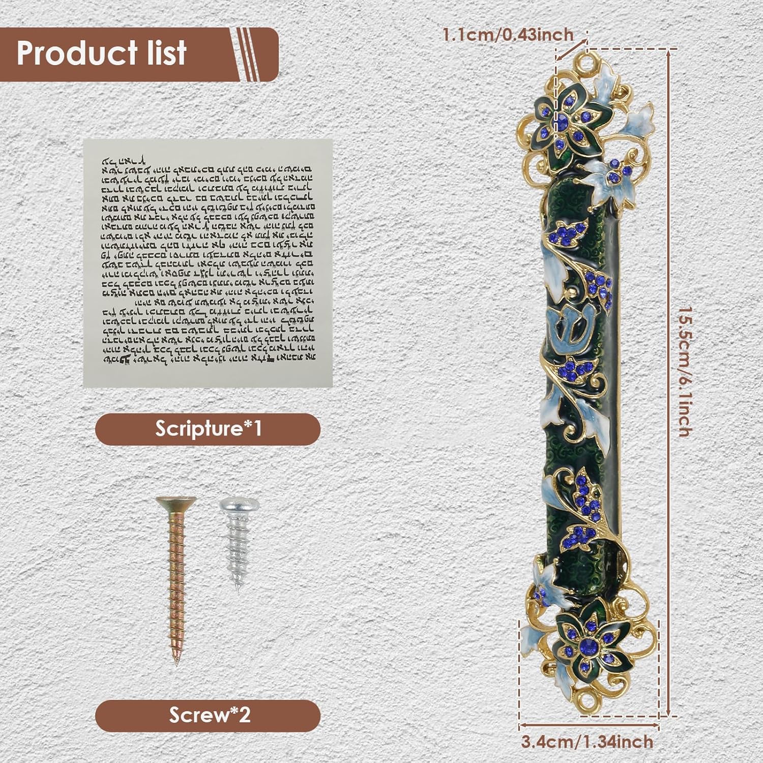Tzgsonp Mezuzah Scroll Door Metal Case Style 4