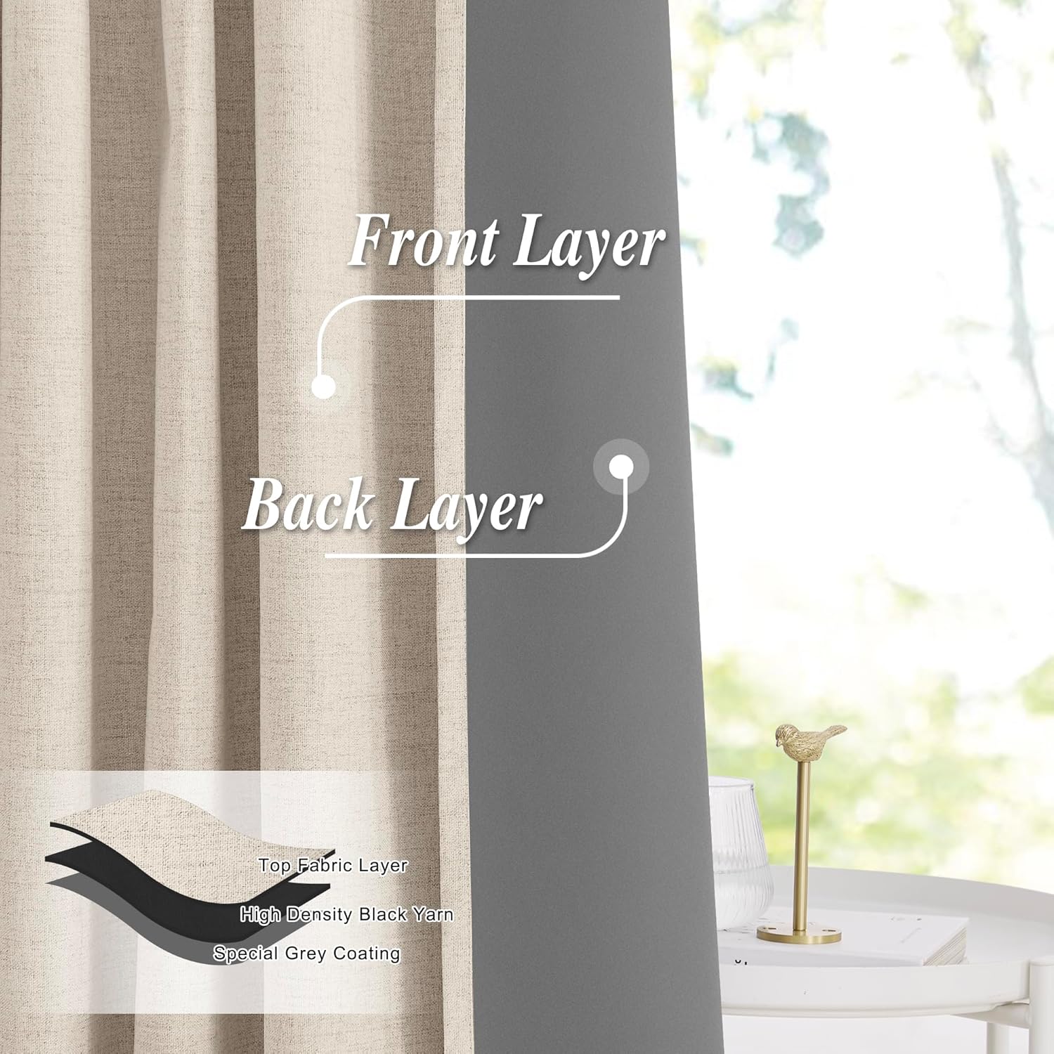 StangH Pinch Pleat Linen Curtains 84 Inches Long 2 Panels Total Room Darkening