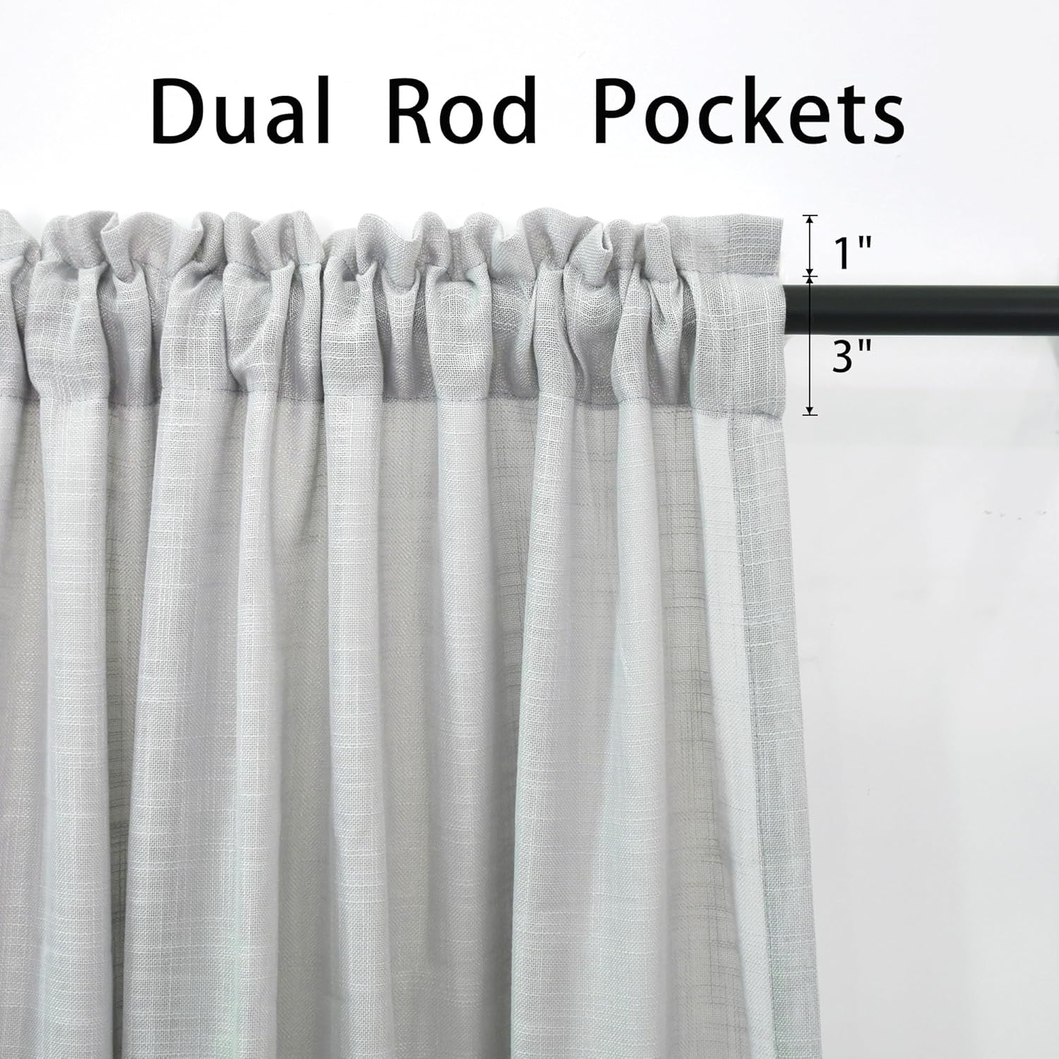 UPOPO Grey Sheer Curtains 2 Panels 52x80 Inch Rod Pocket