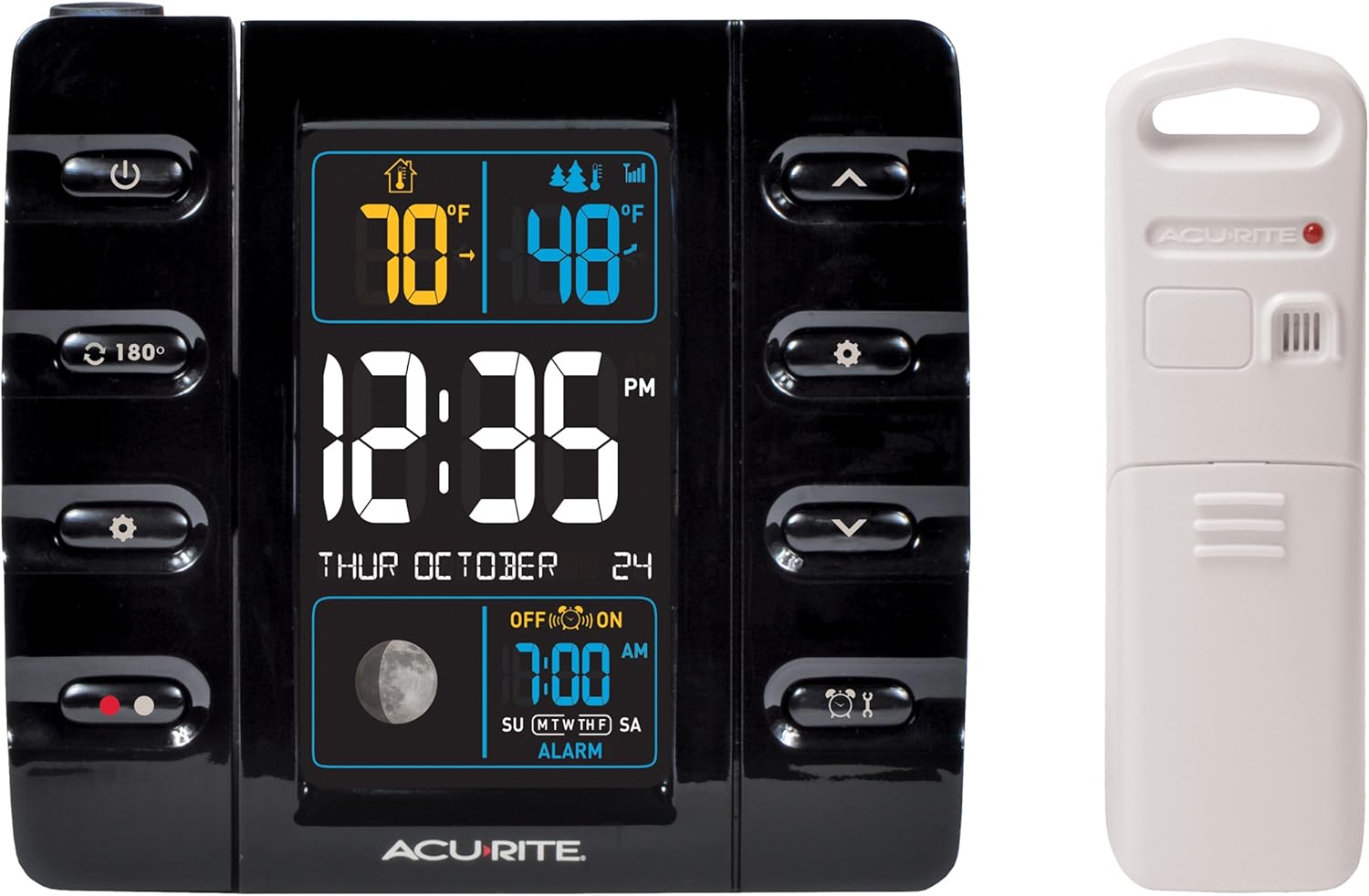 AcuRite Intelli-Time Projection Alarm Clock with USB Charging Black