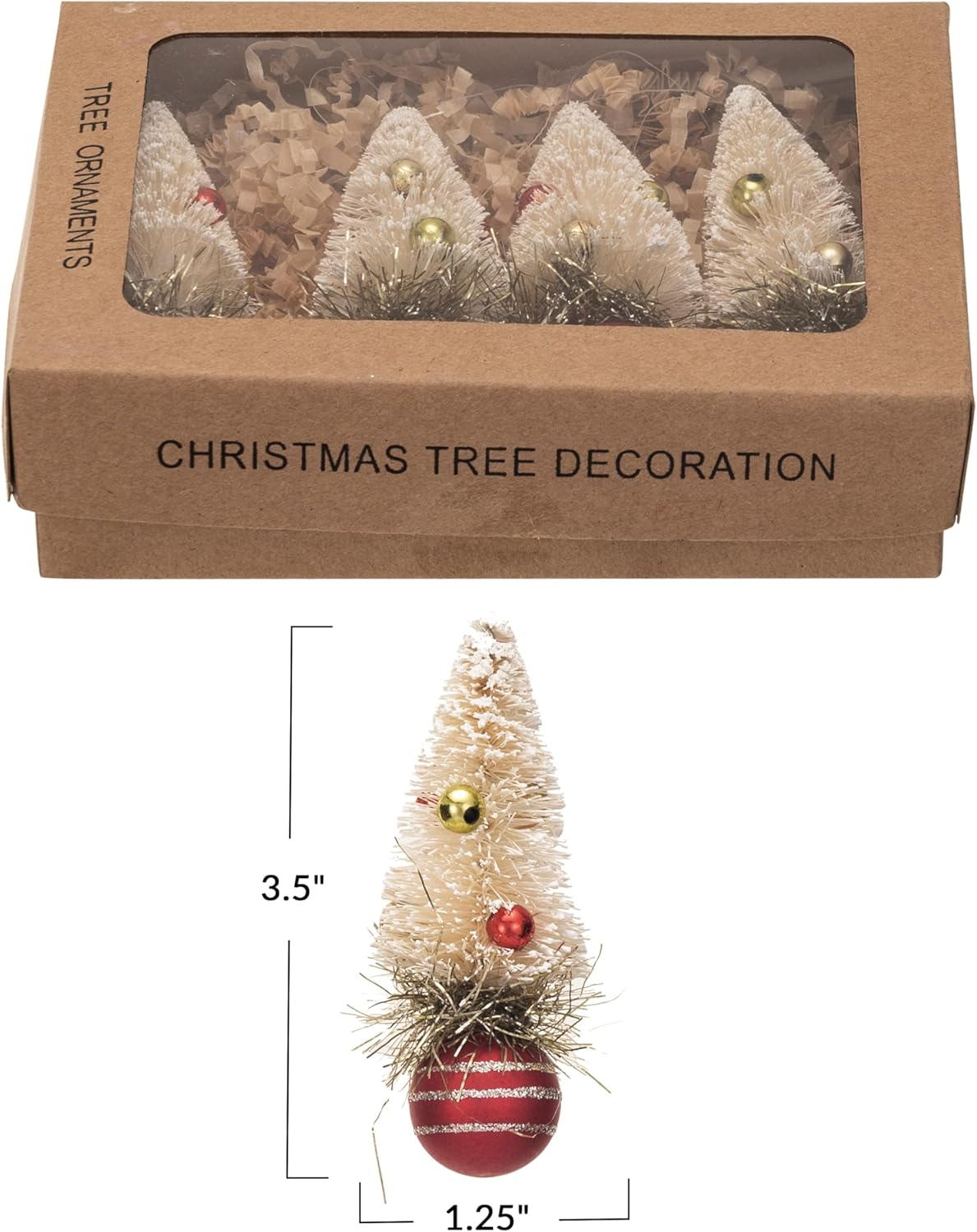 Creative Co Op Sisal Bottle Brush Tree Ornaments Set of 4