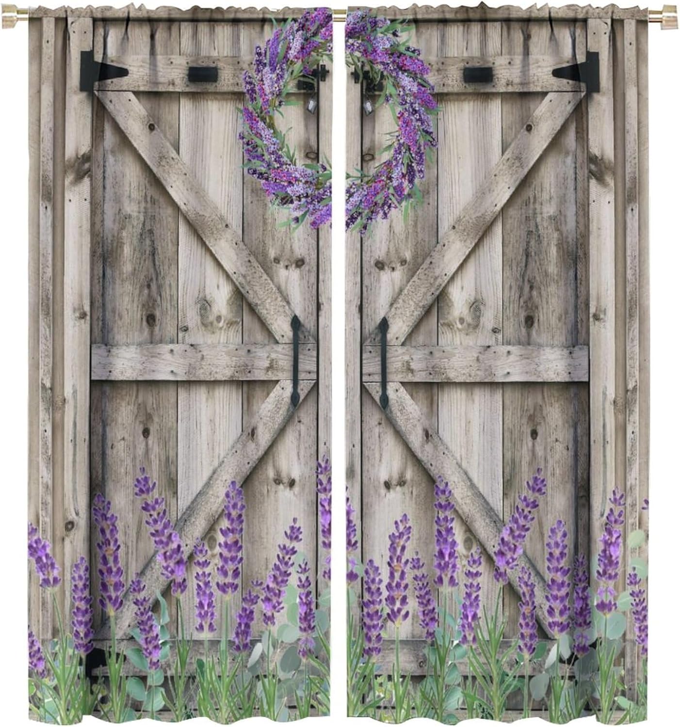 Barn Door Lavender Curtains 42x45in Set of 2