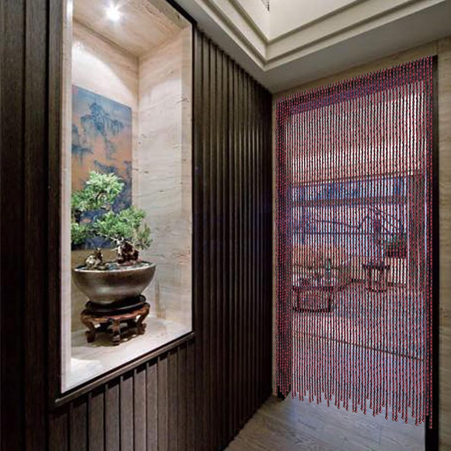 LEOSXA Bamboo Bead Curtain with Fittings 120 Strands