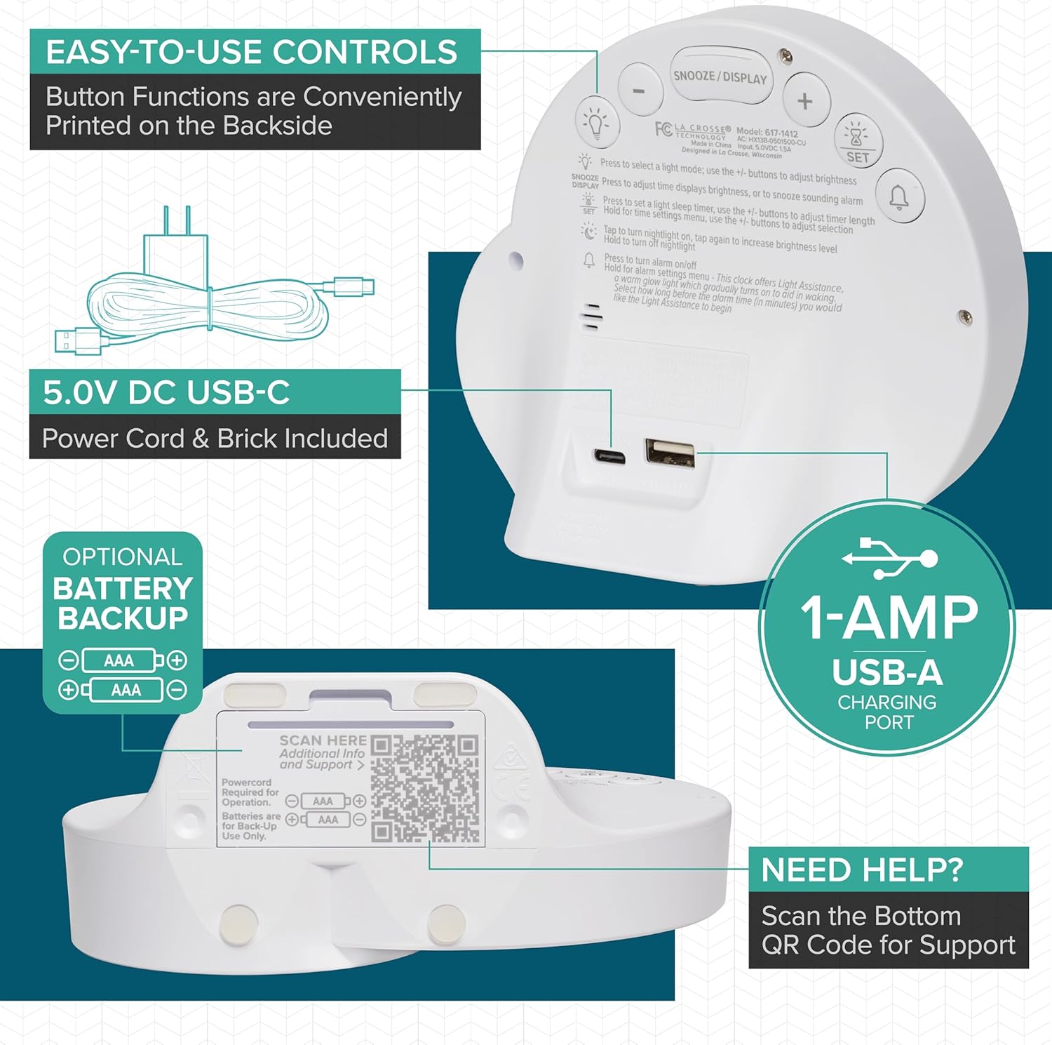 La Crosse Technology L Eclipse Light Assist Alarm Clock