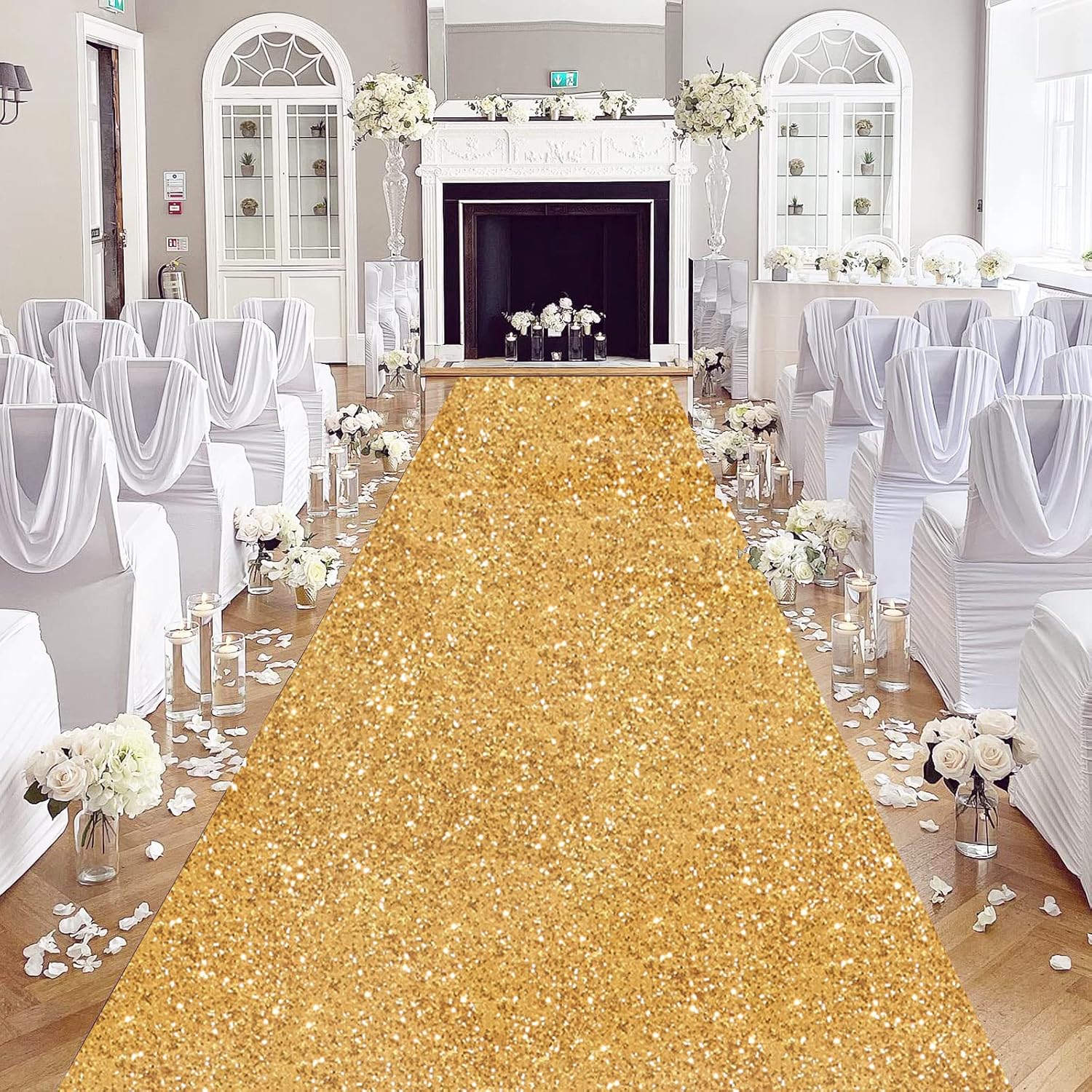 Gold Sequin Aisle Runner 2ftx15ft Wedding Decor