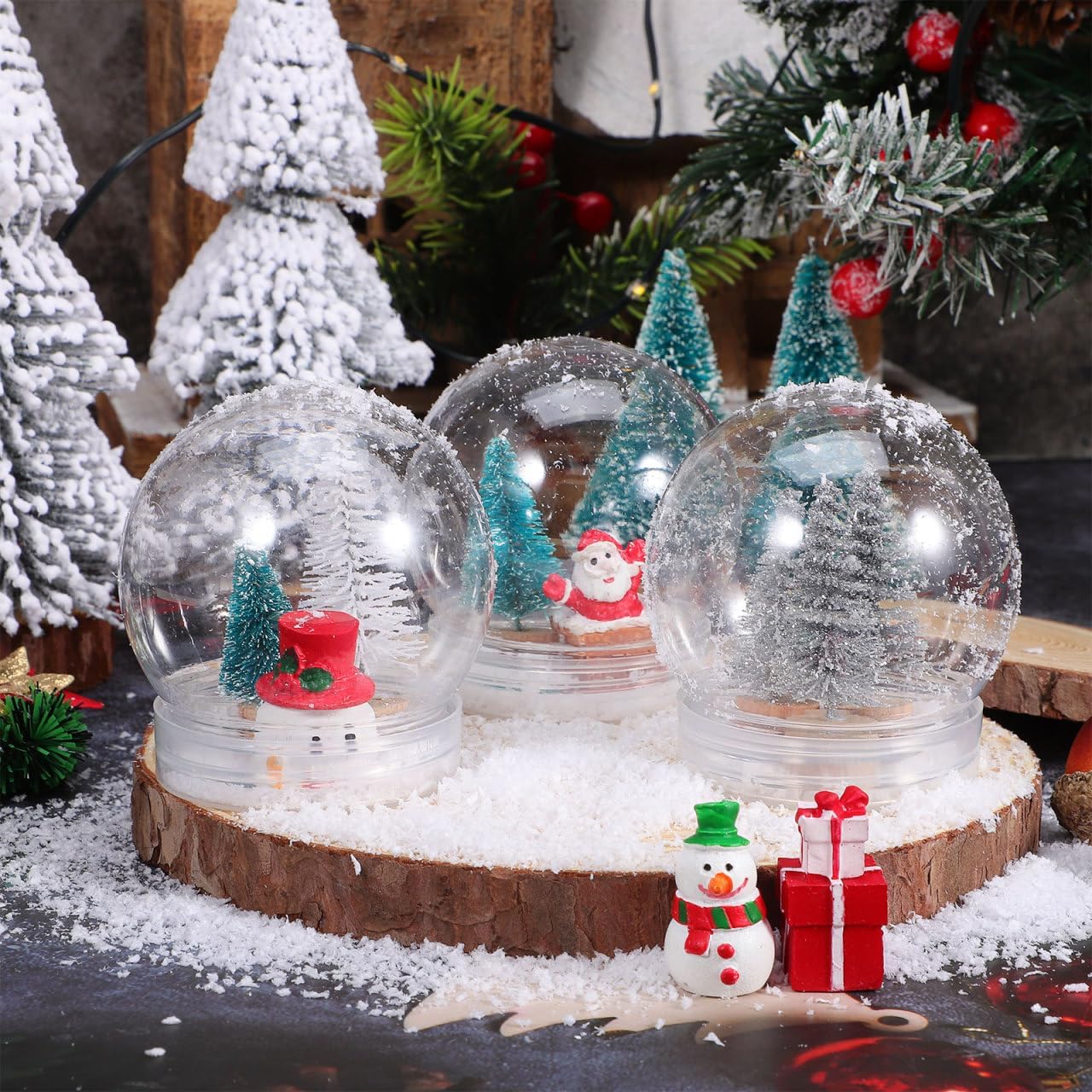 BESTOYARD 10Pcs 3-Inch Plastic Snow Globe DIY Set