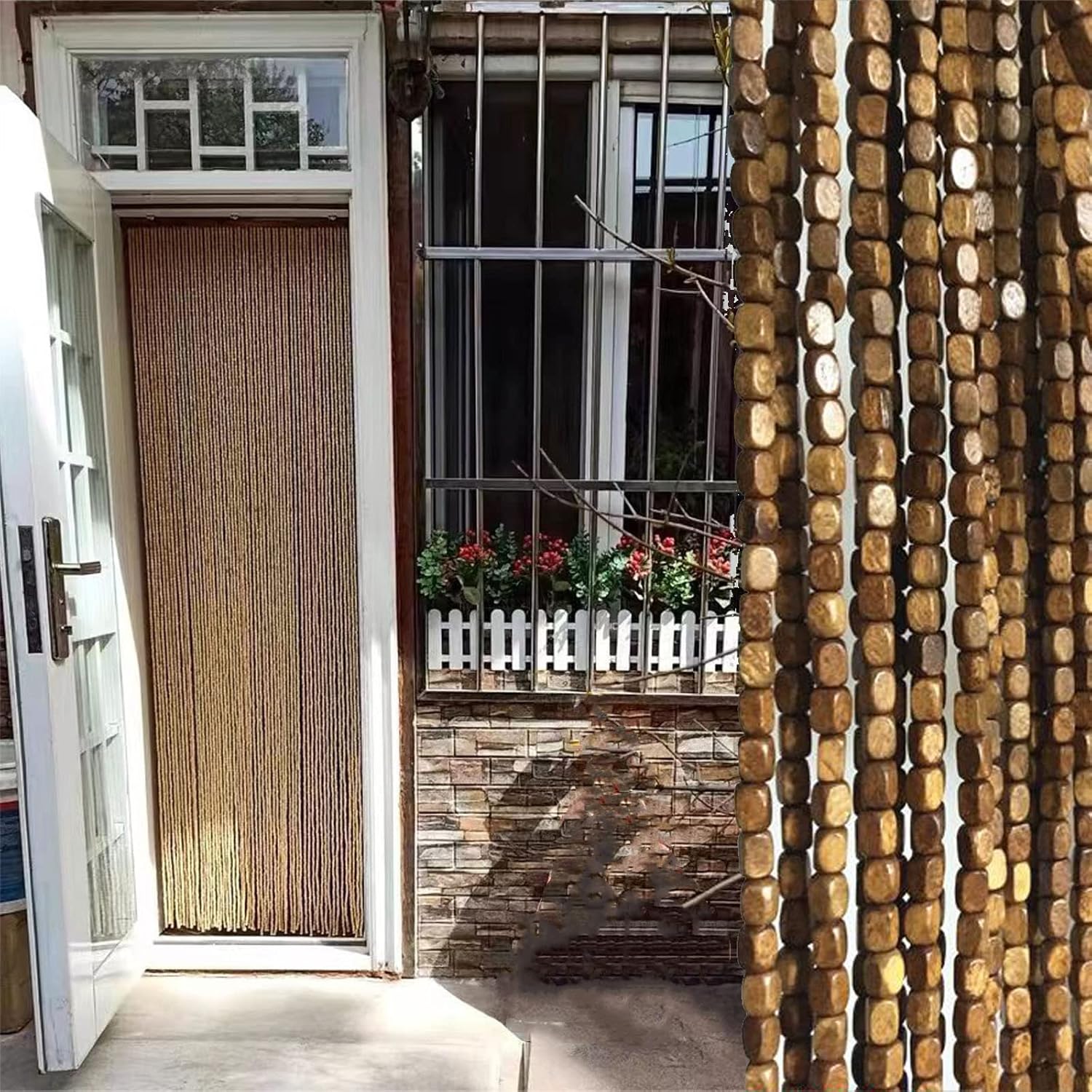 Bamboo Beaded Curtain for Doorway and Room Divider