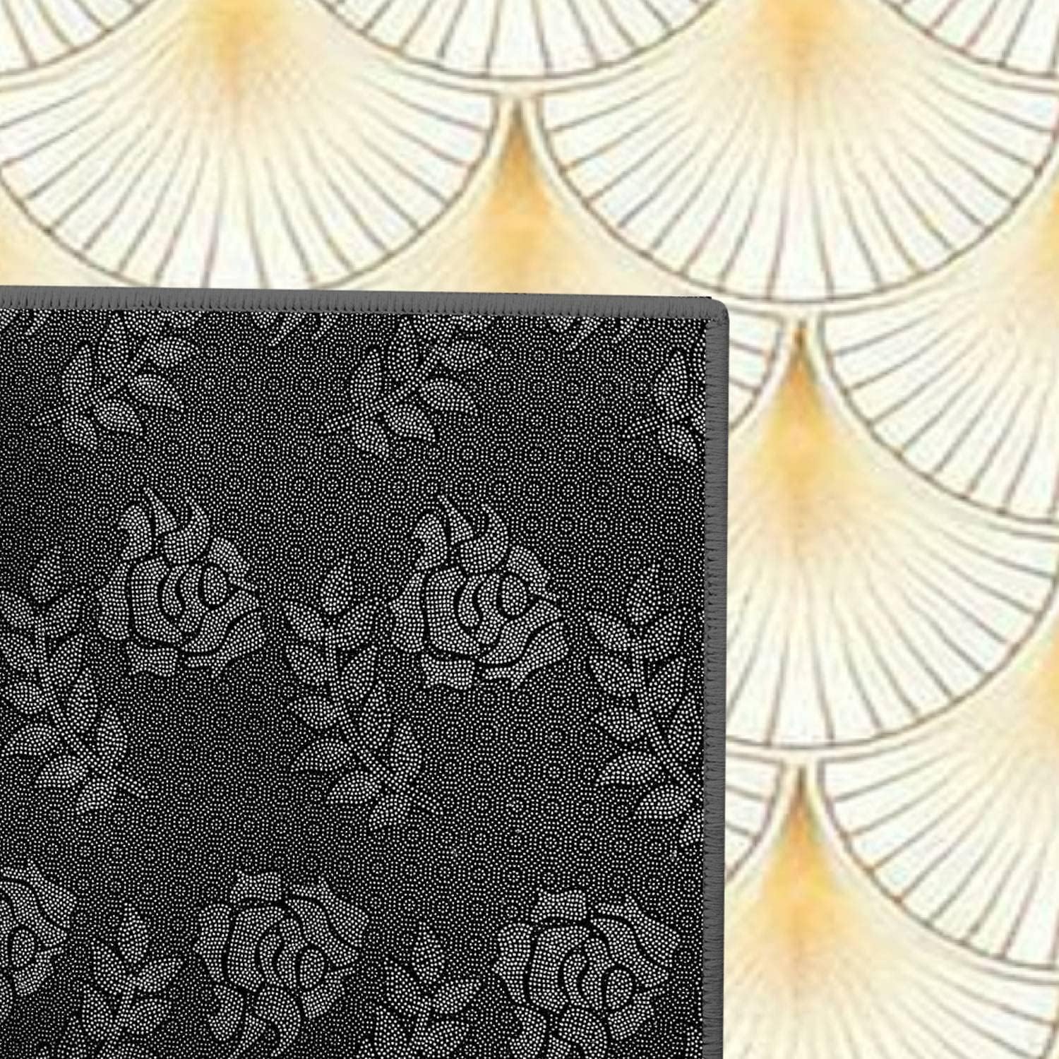 Modern 3D Art Deco Area Rug Seamless White Gold Shells Yoga Mat