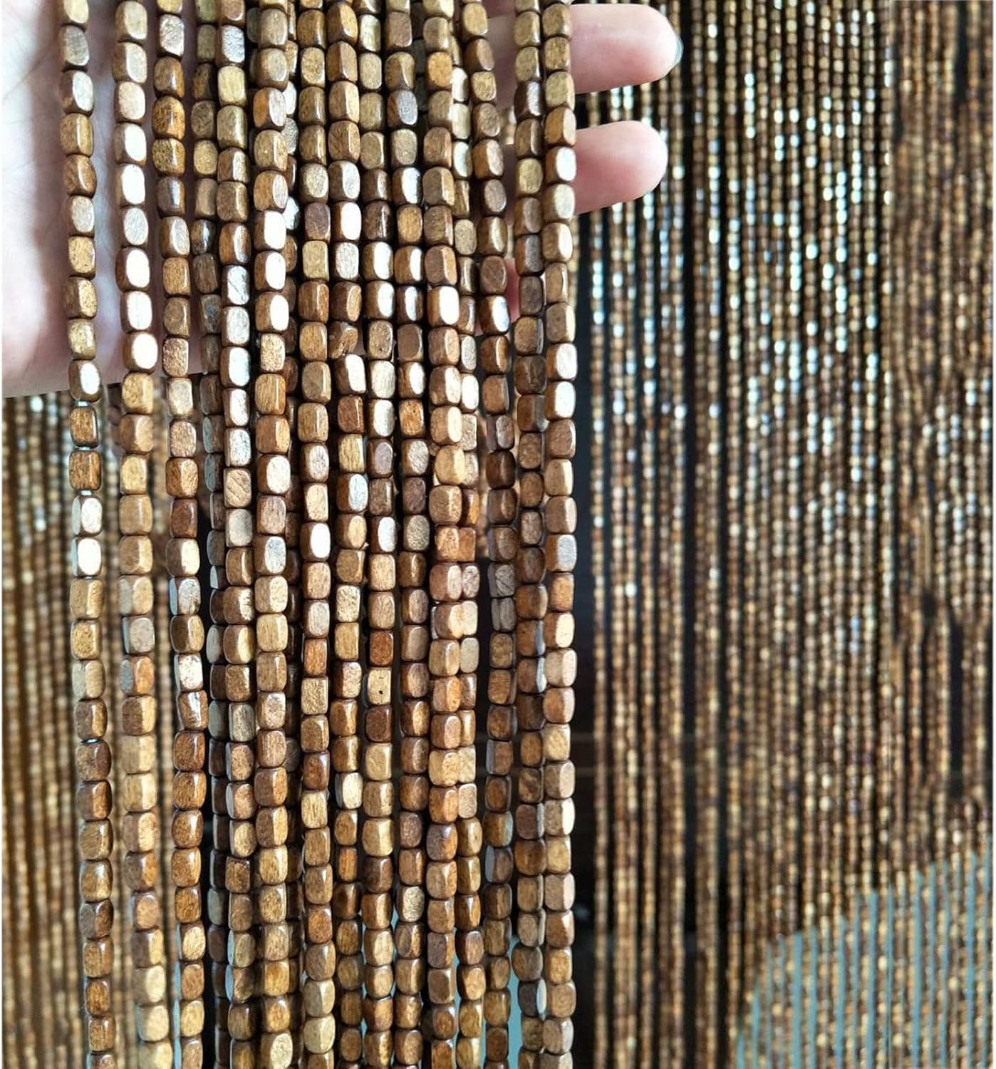 Natural Bamboo Beaded Curtain for Doorways and Decor