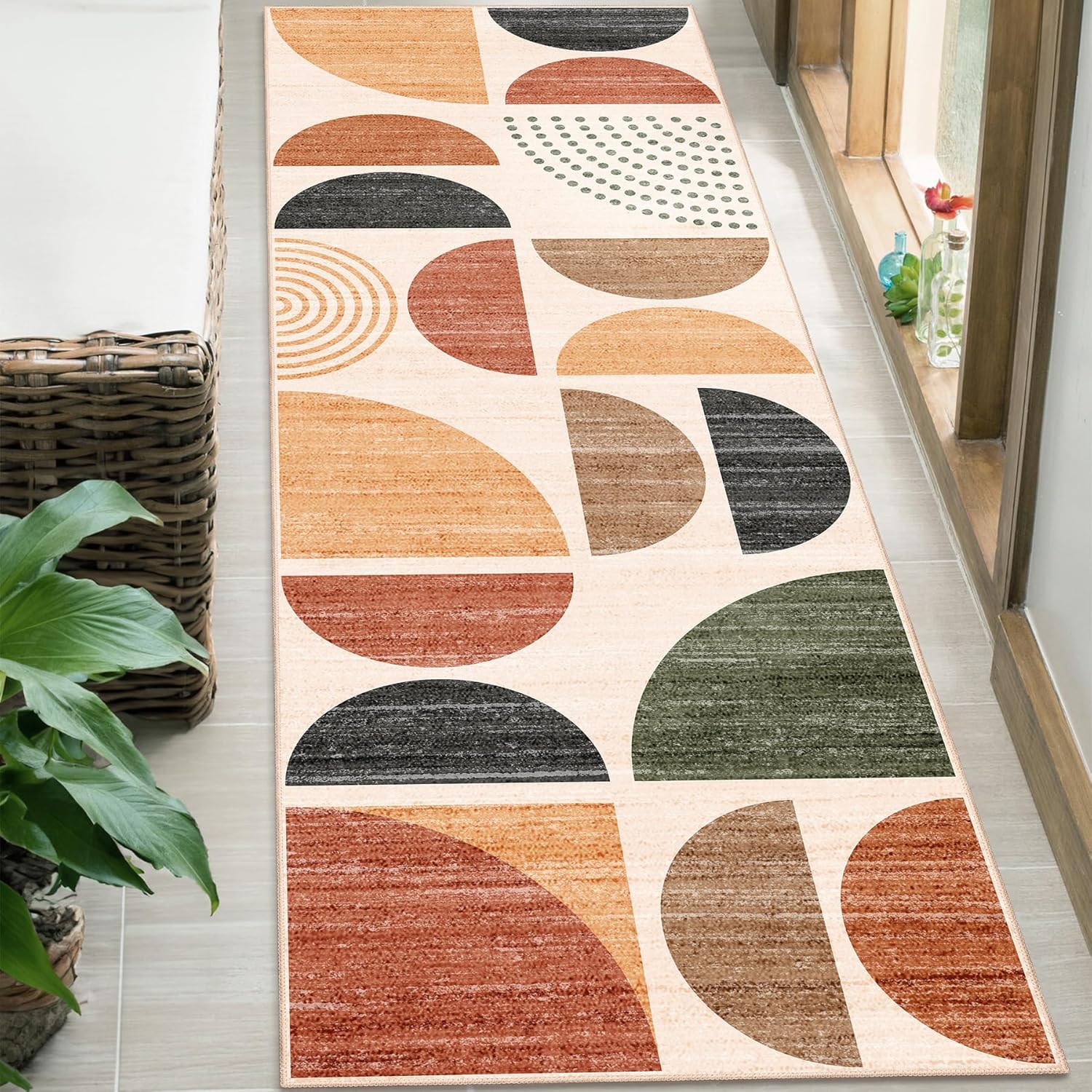 MUJOO Boho Runner Rug 2x6 Washable Area Rug