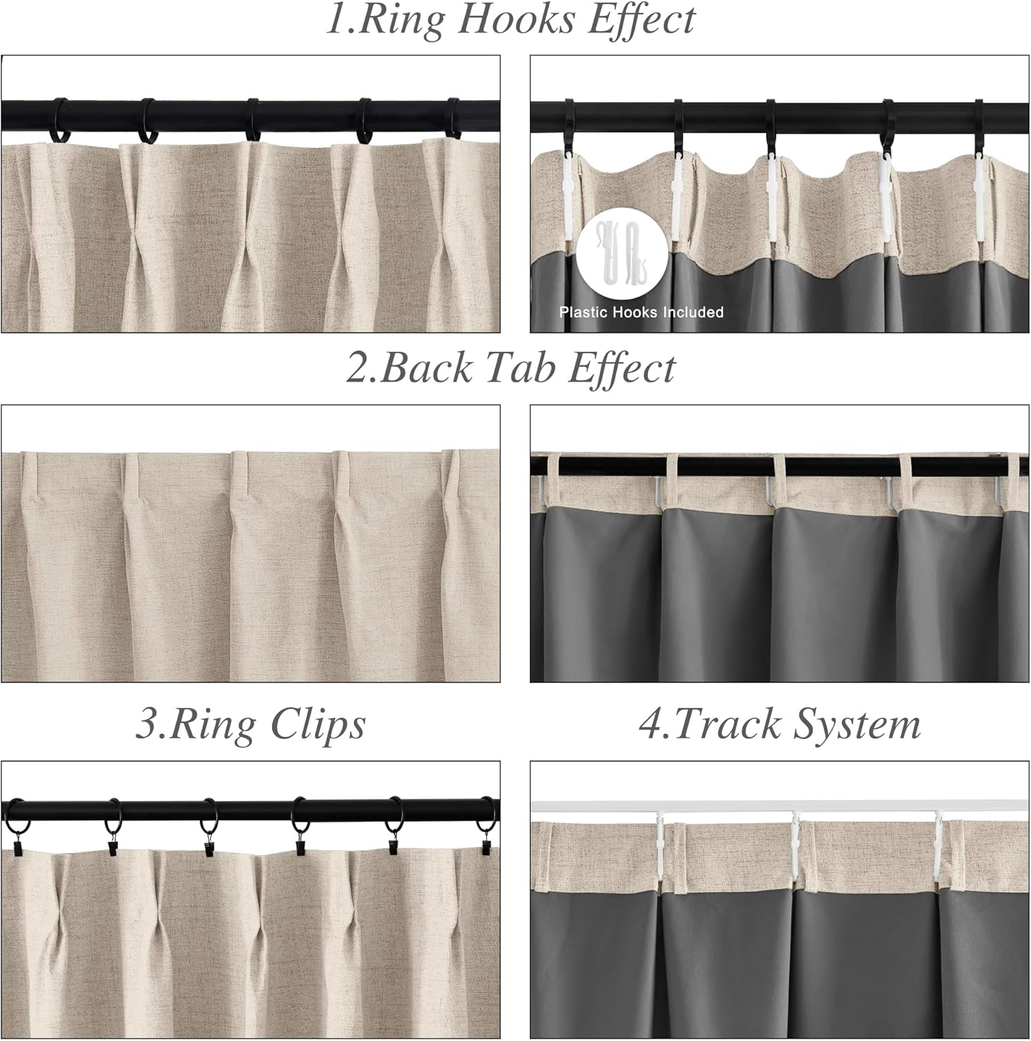 StangH Pinch Pleat Linen Curtains 84 Inches Long 2 Panels Total Room Darkening