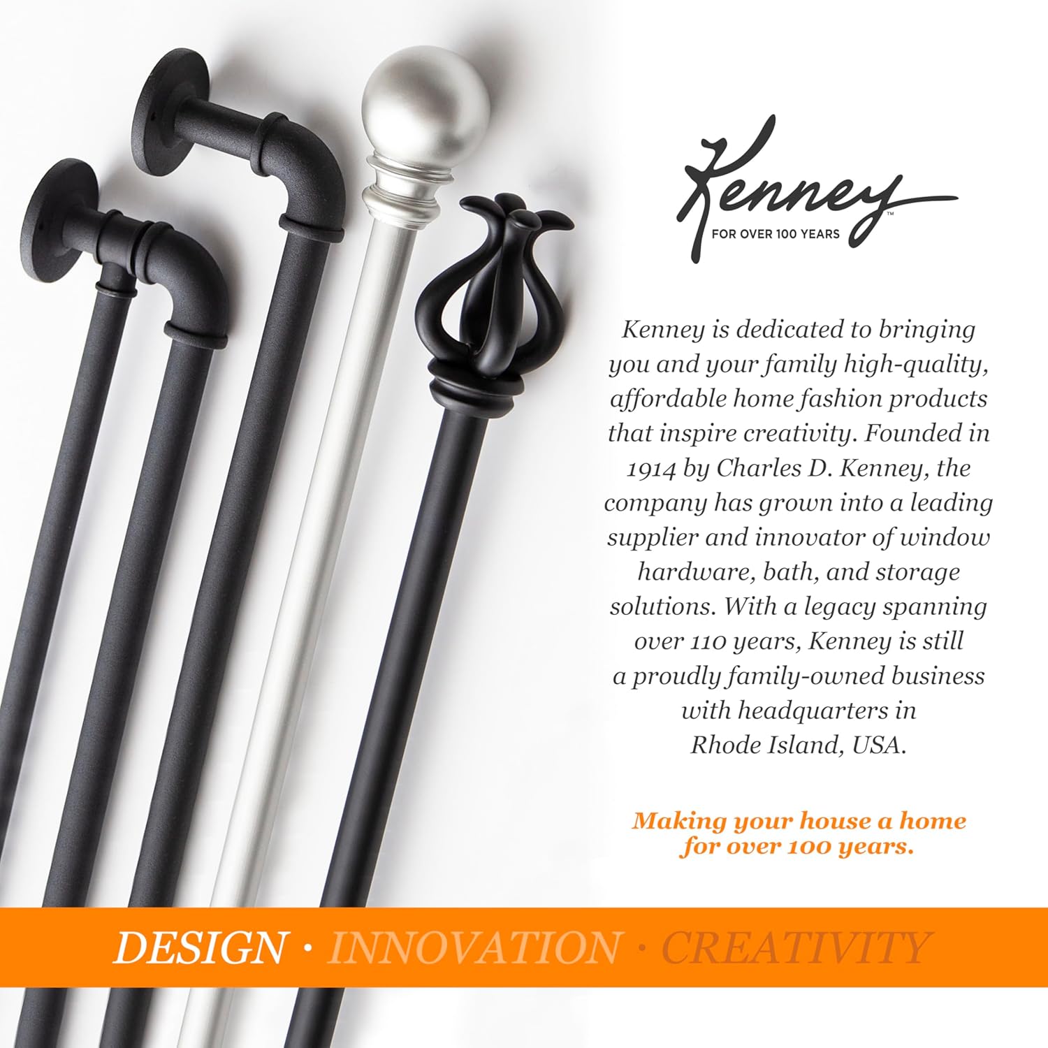 Kenney KNM75512 Decorative Window Curtain Rod with Scroll Ends