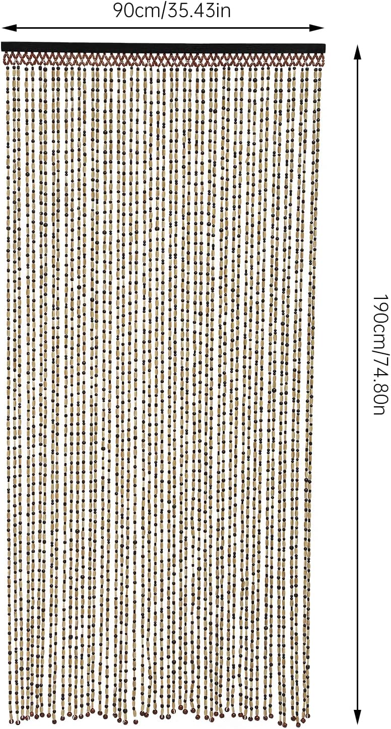 Natural Wood Bamboo Beaded Curtain Room Divider Decorative