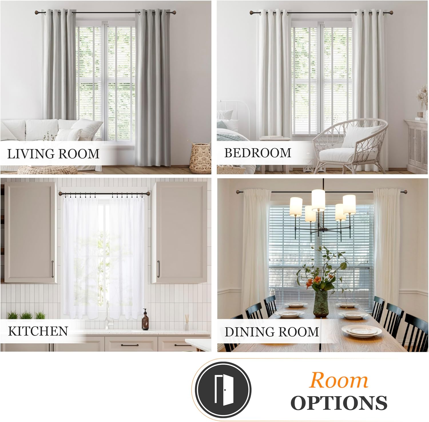 Kenney KNM75512 Decorative Window Curtain Rod with Scroll Ends