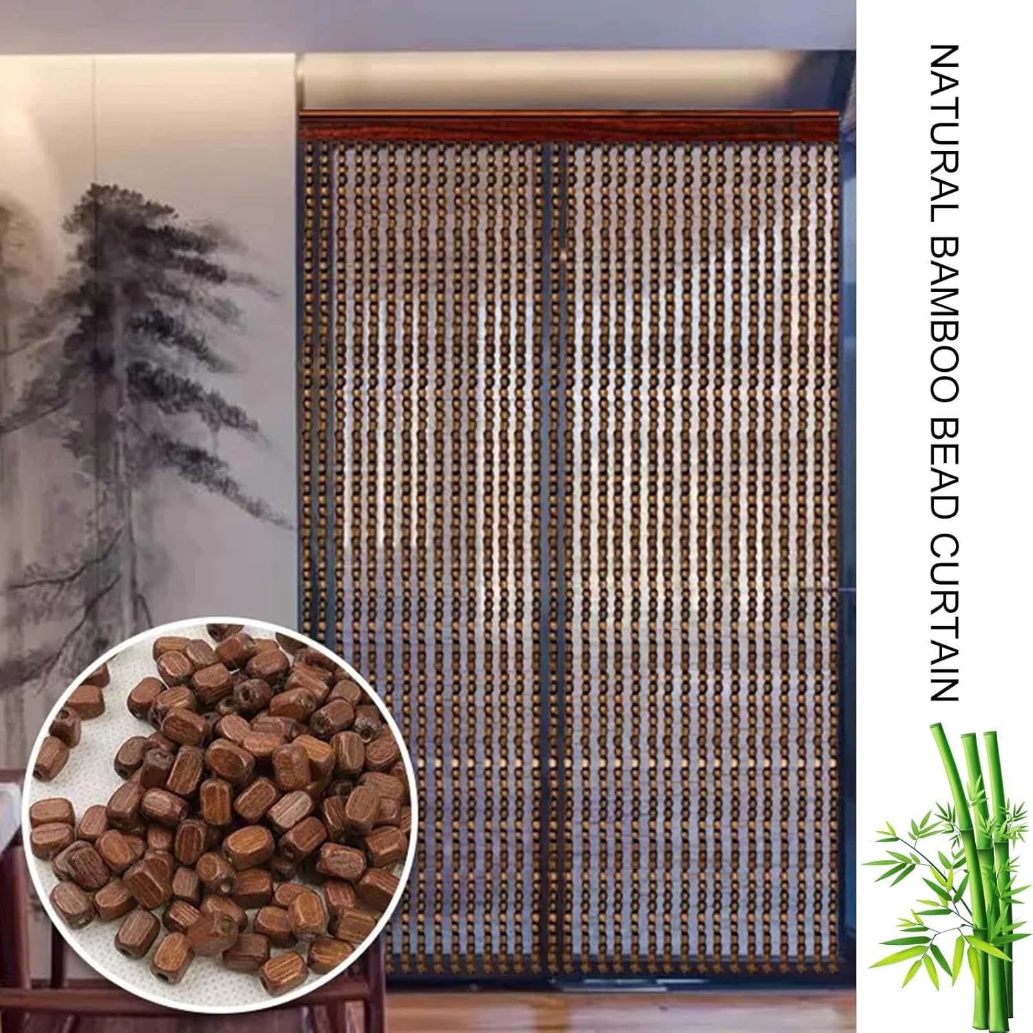 Jolan Bamboo Beaded Door Curtain 45x81in