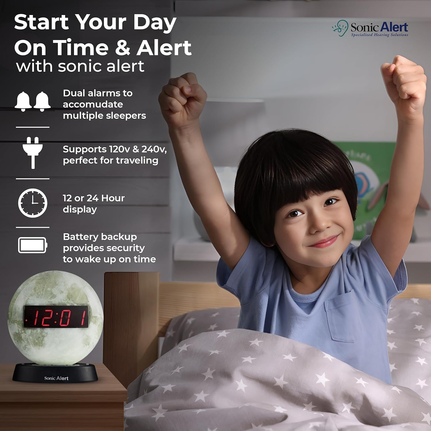 Sonic Alert Moon Alarm Clock Nightlight
