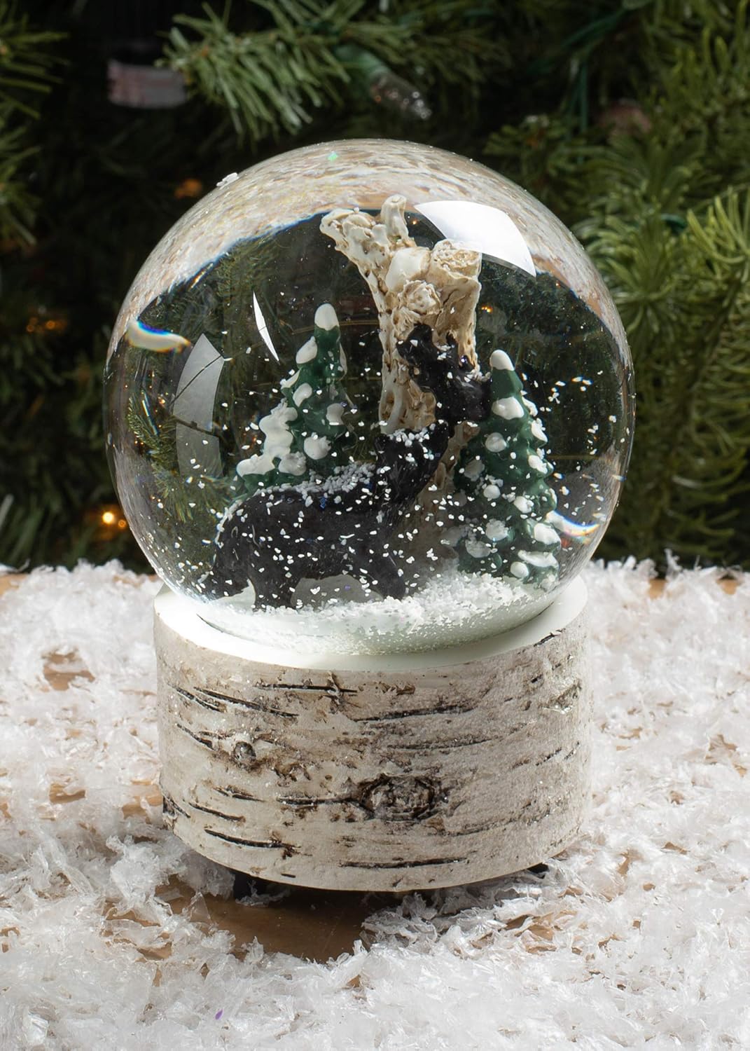 Roman White Wash Wood Black Bear Snow Globe 55 Inch