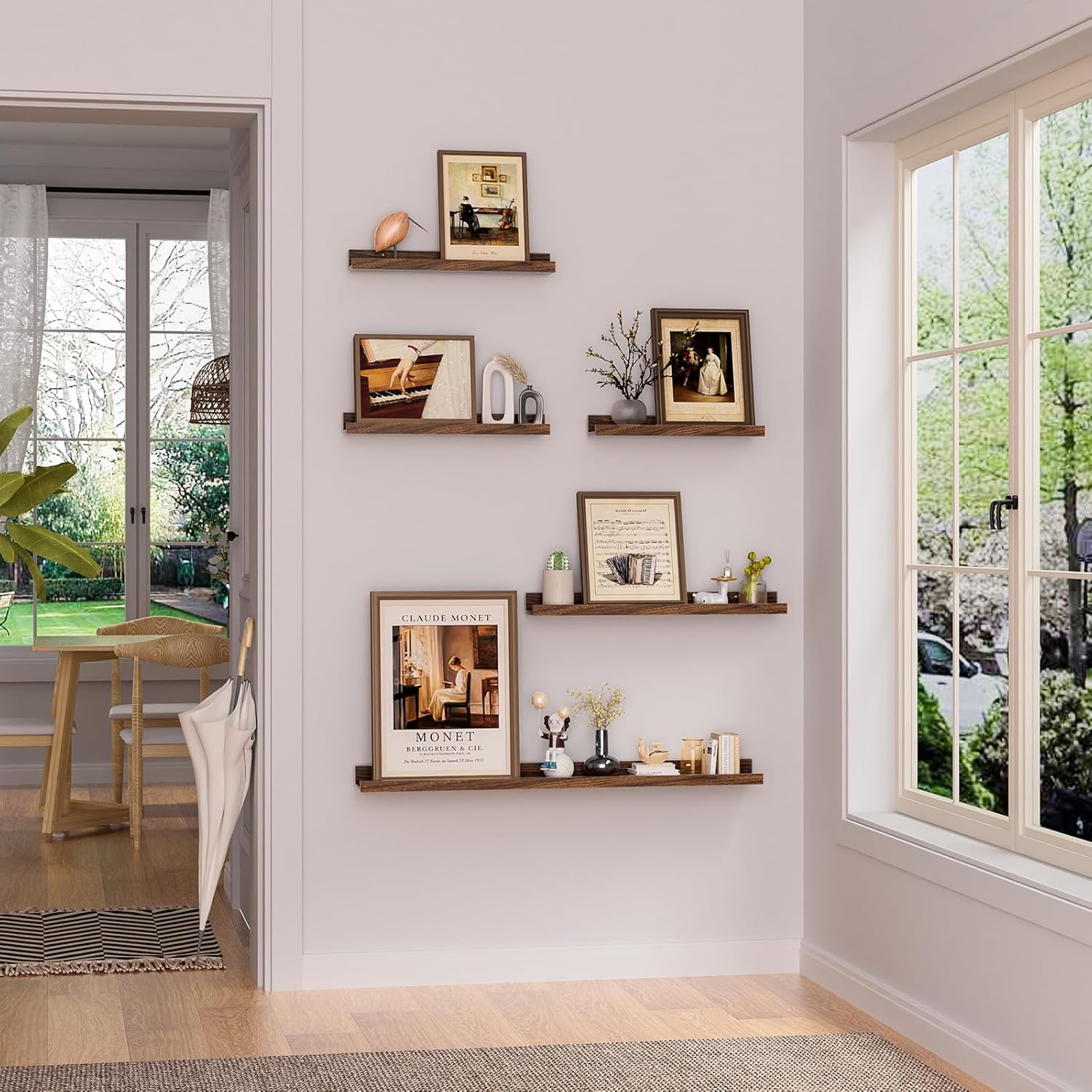Heimlove Floating Shelves Set of 6 16 Inch Wall Mounted Picture Ledge