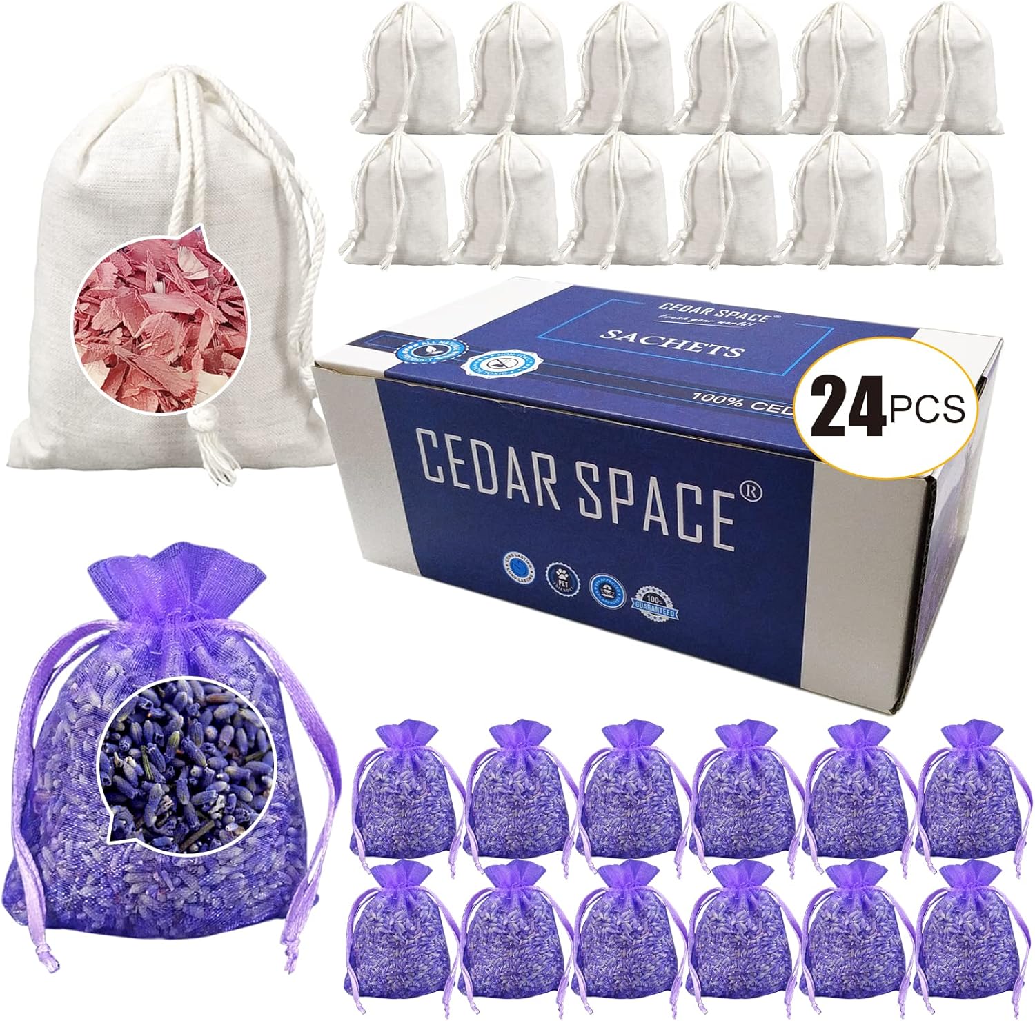Cedar Space Lavender Sachet Bags 24 Pack Home Fragrance