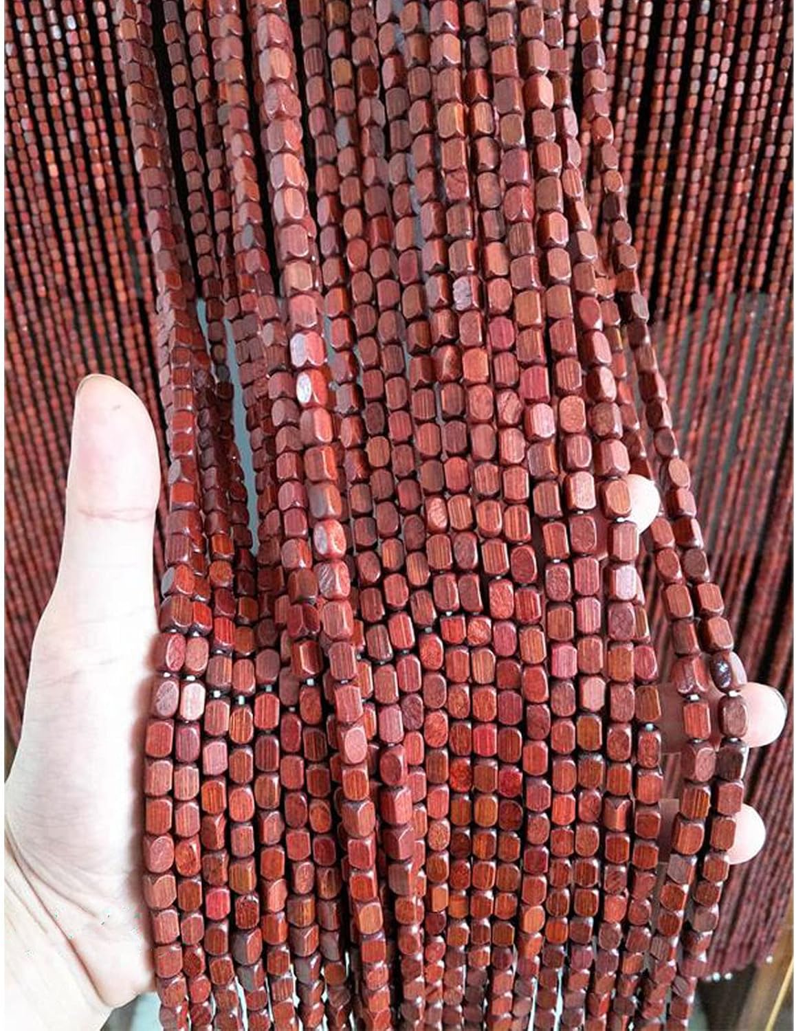 Natural Bamboo Beaded Curtain Panel for Doorway Decor