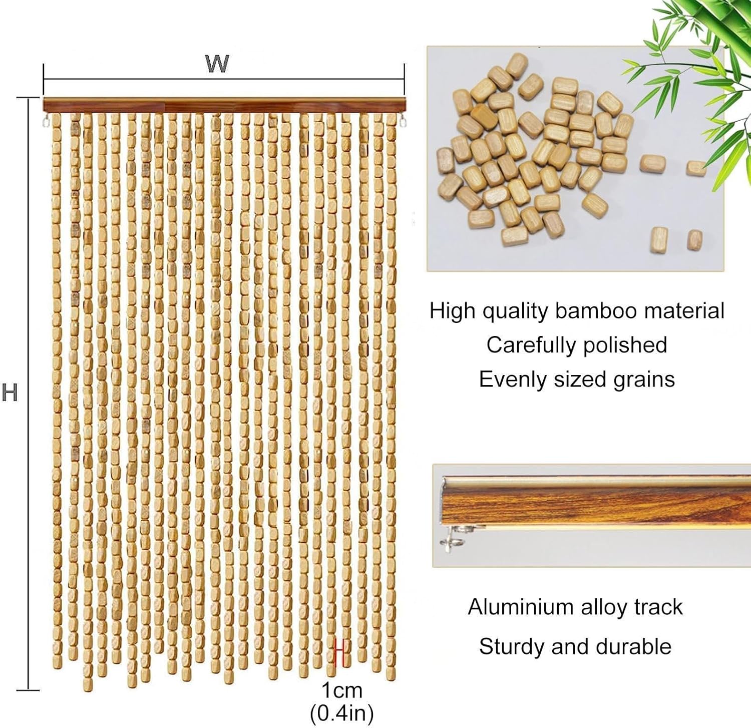 Jolan Bamboo Beaded Curtain Fly Screen Natural 35x79in