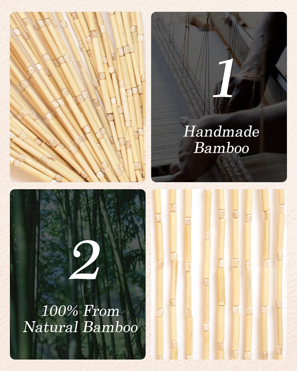 Ezcasch 52 Strands Bamboo Beaded Curtain Door Divider