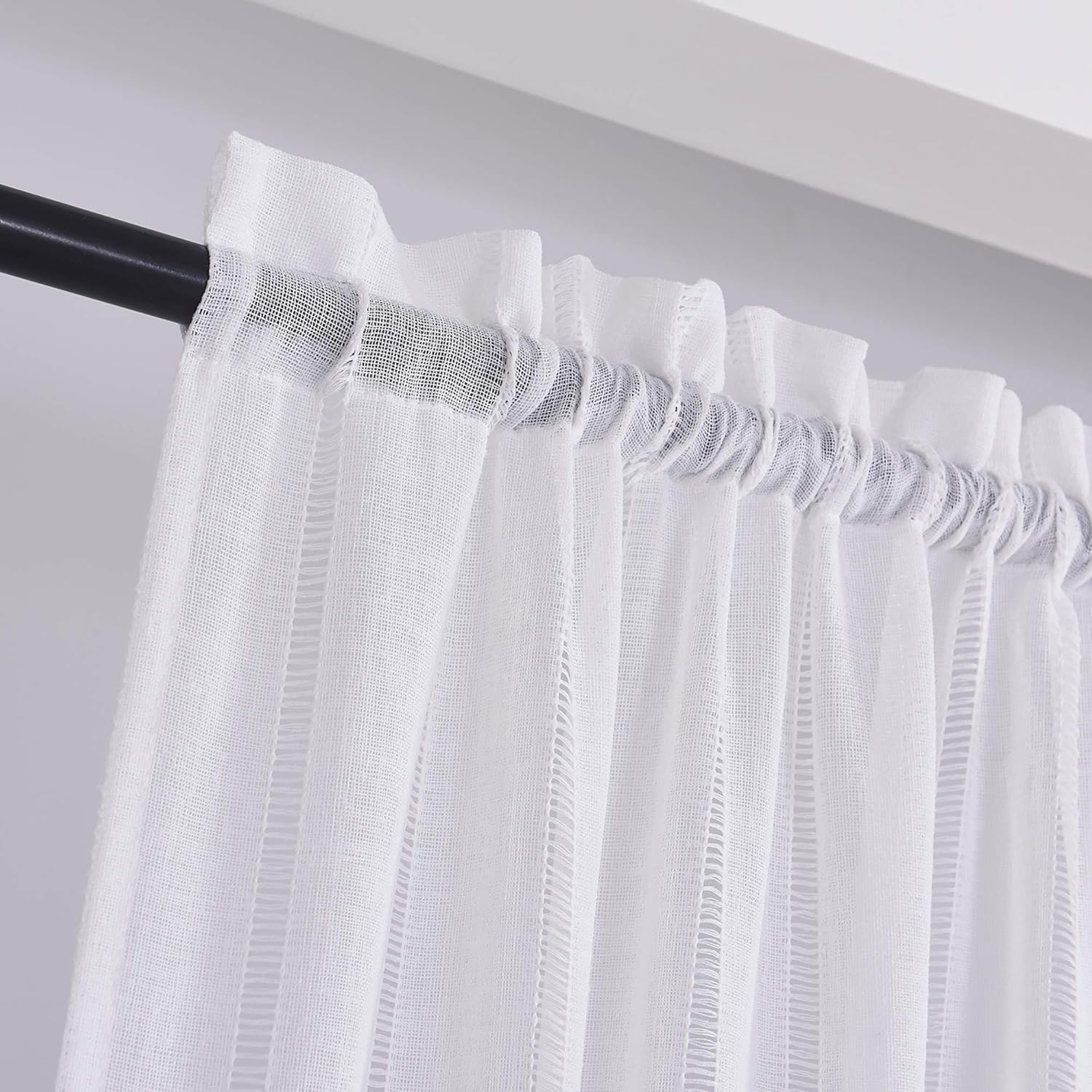 Home Brilliant Striped Semi Sheer Door Panels for Privacy
