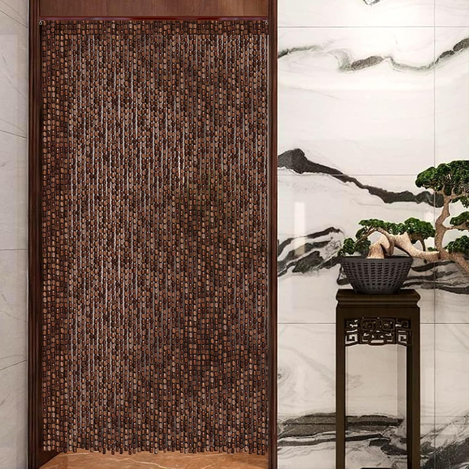 Wcxixo Wooden Bamboo Beaded Curtain for Doorway