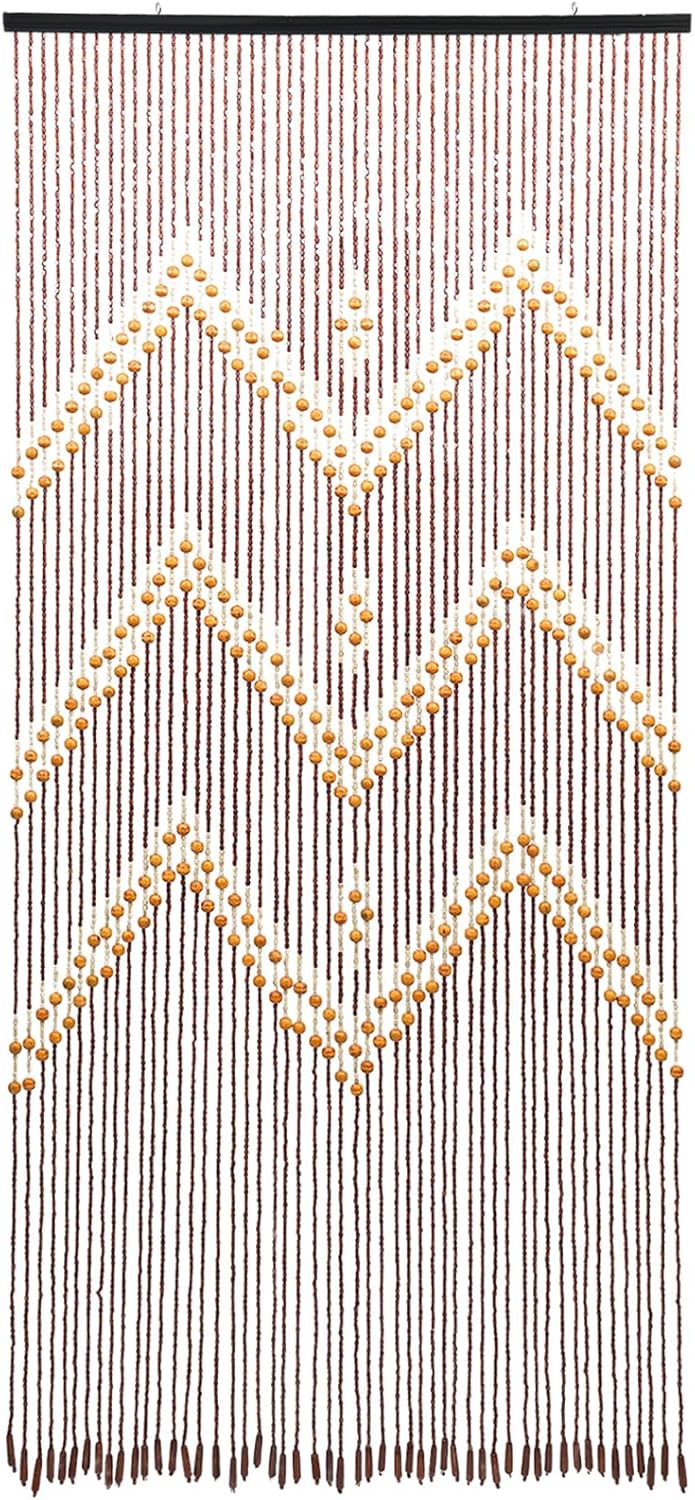 Natural Wood Bamboo Door Beaded Curtain with 52 Beads
