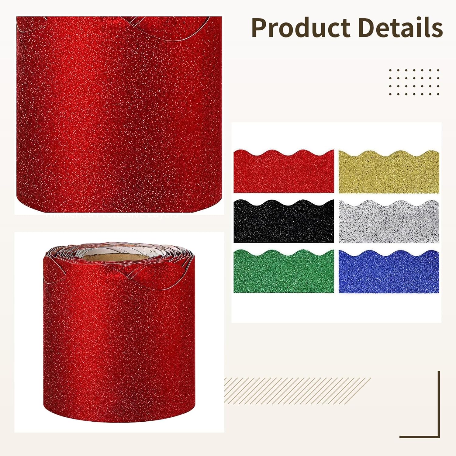 Glitter Bulletin Board Borders Set of 6