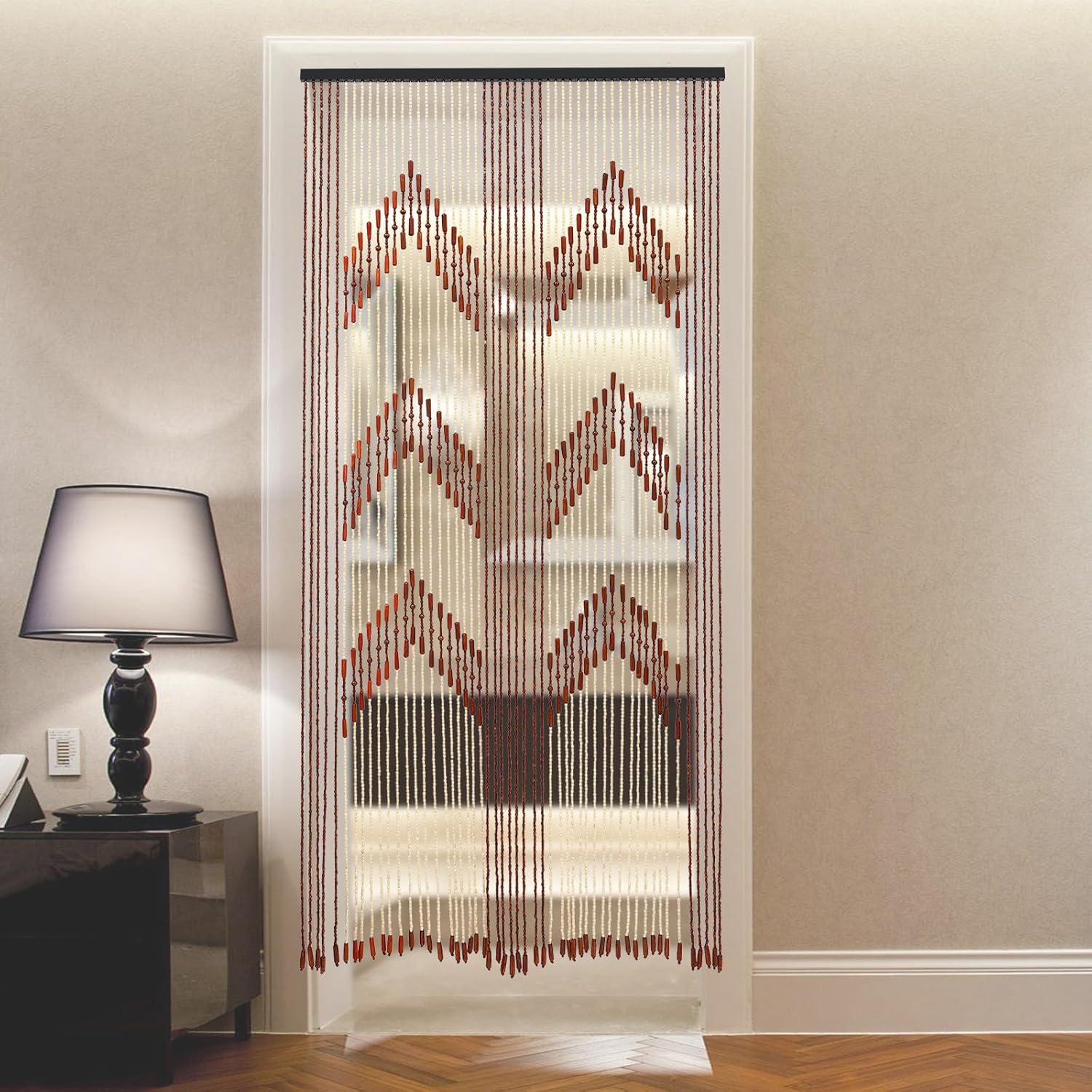 Bamboo Beaded Curtain Door Divider 75x35 Brown 52 Strands