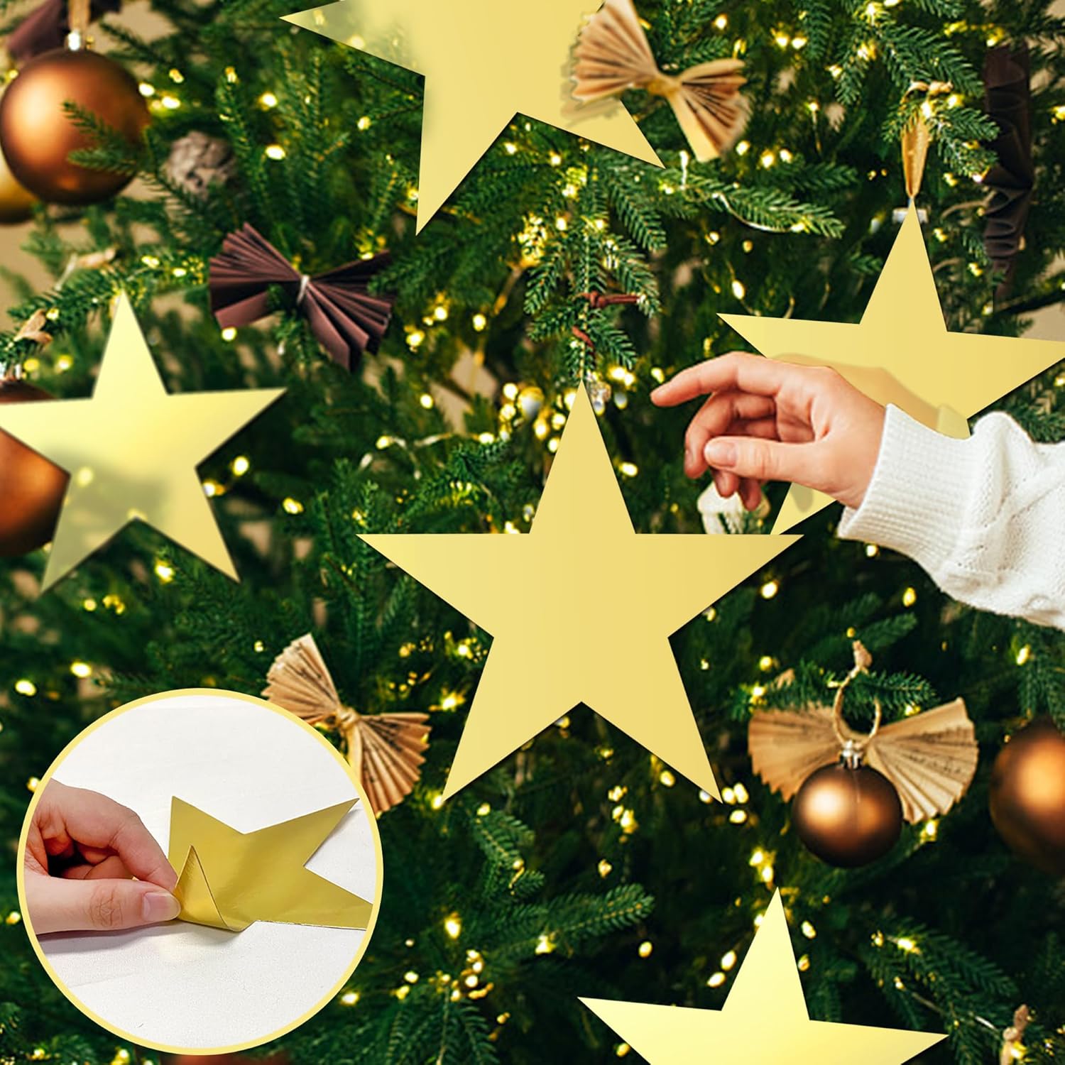 46 PCS Glitter Gold Star Cutouts for Party Decor