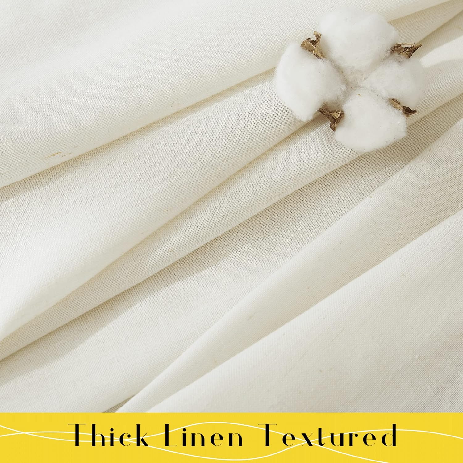 NICETOWN Off White Linen Curtain Panels 84 Inch Tie Top